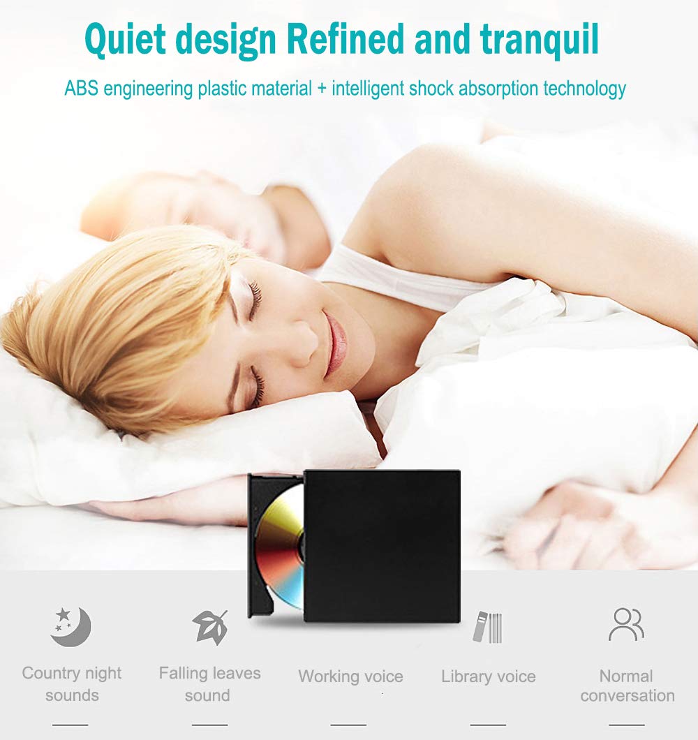 Slim Portable DVD Players External CD DVD Drive Rewriter Burner - Black NEW