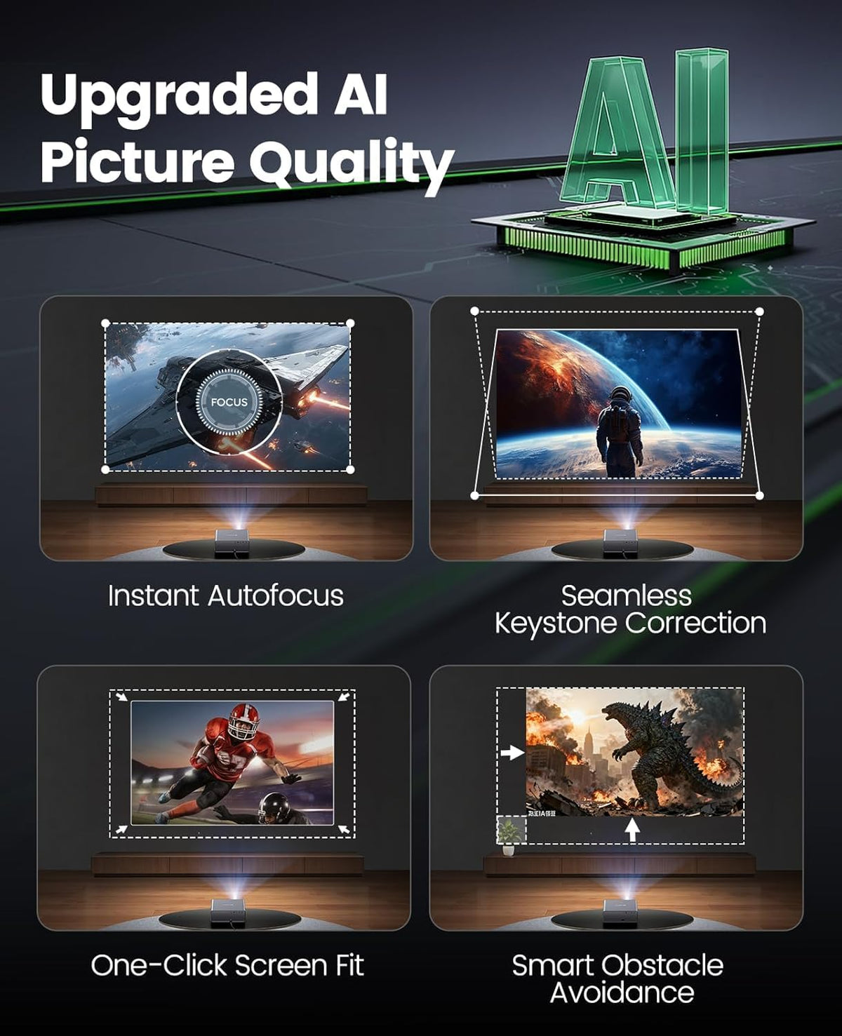 iWIMIUS 4K Projectors Projector with AI Auto Screen Adjustment Portable Matte