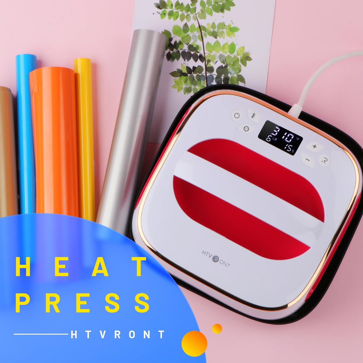 HTVRONT 10x10 Heat Press Machine Portable T-Shirt Iron Red White NEW