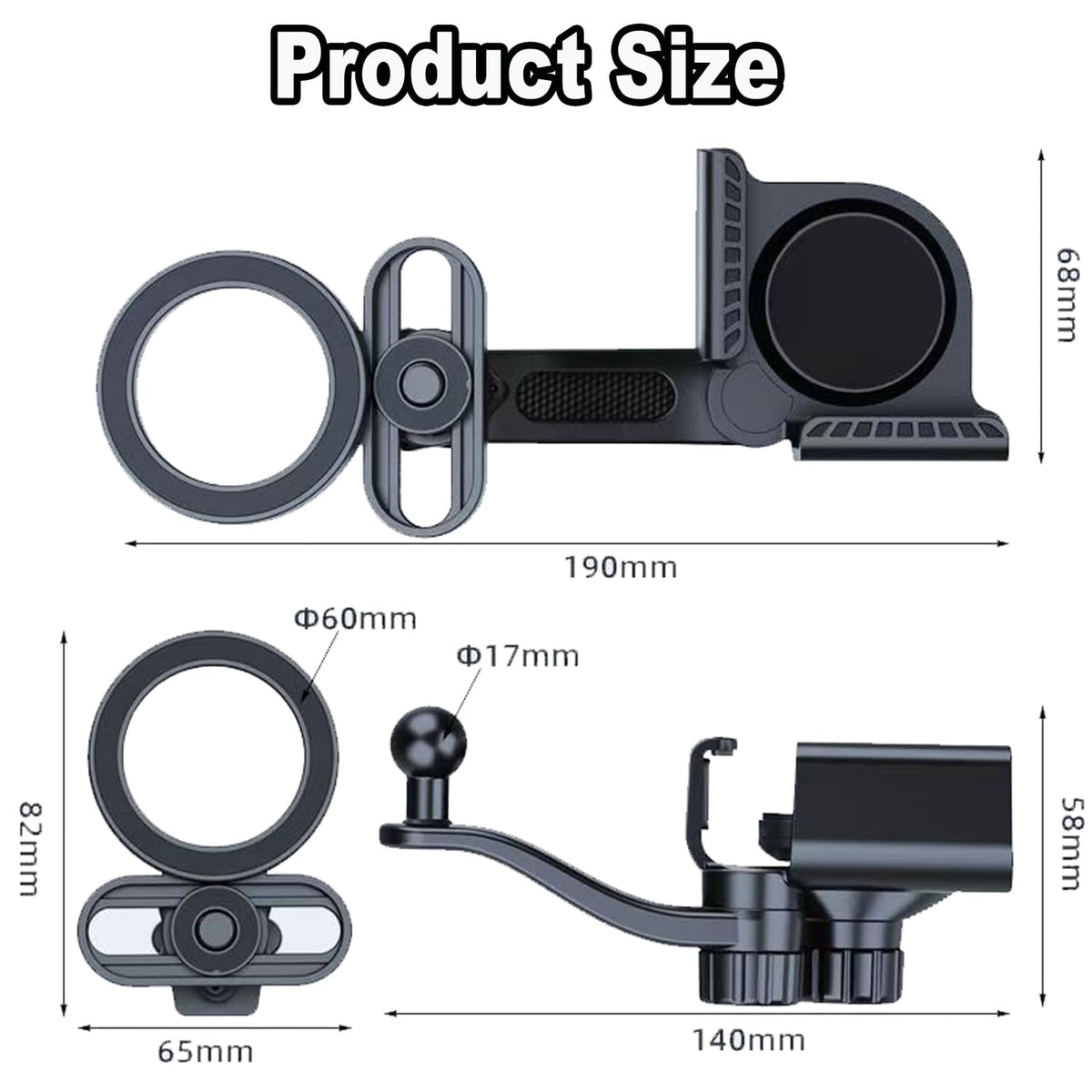 Magnetic Dash Dash-Mounted Holders Mount Phone Holder for Car - Black DEMO