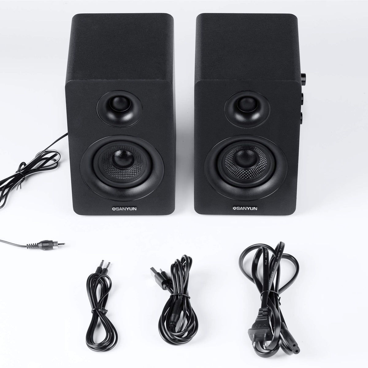 Sanyun SW208 Active Bluetooth Bookshelf Speakers for PC - Black NEW