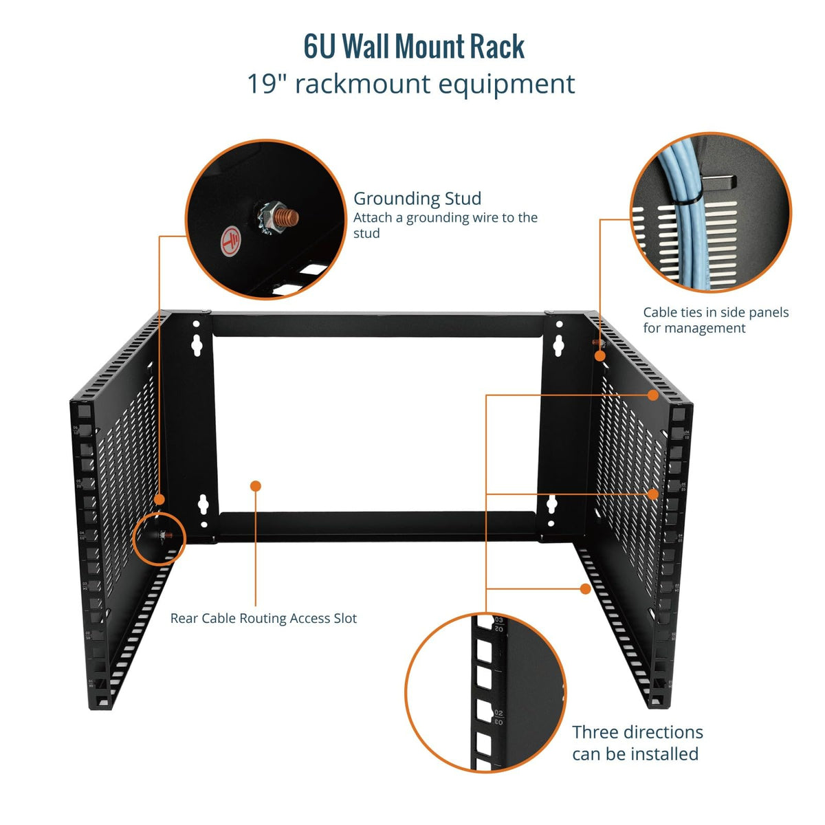 Tecmojo 19" Enclosures Black 6U Wall Mount Server Rack Enclosure Cabinet NEW