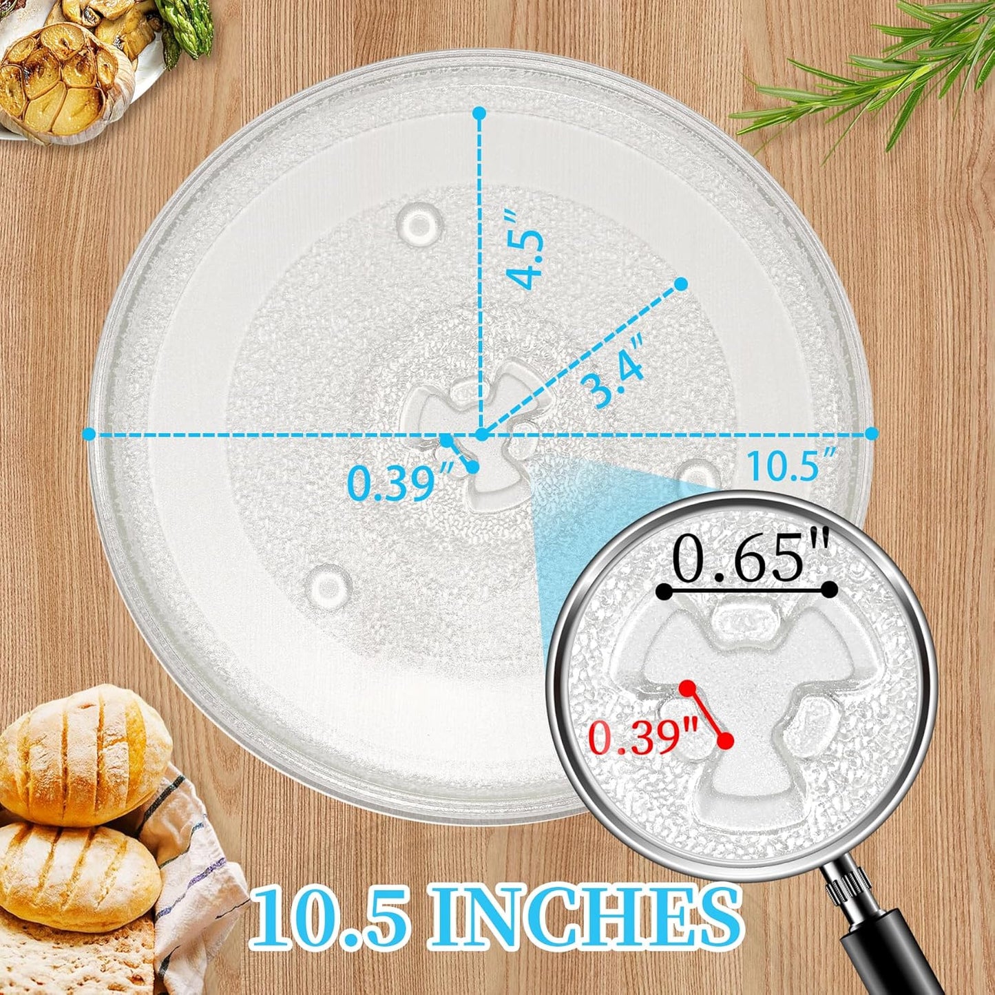 Hiflora 10.5 Inch Universal Microwave Replacement Glass Turntable Dinner NEW