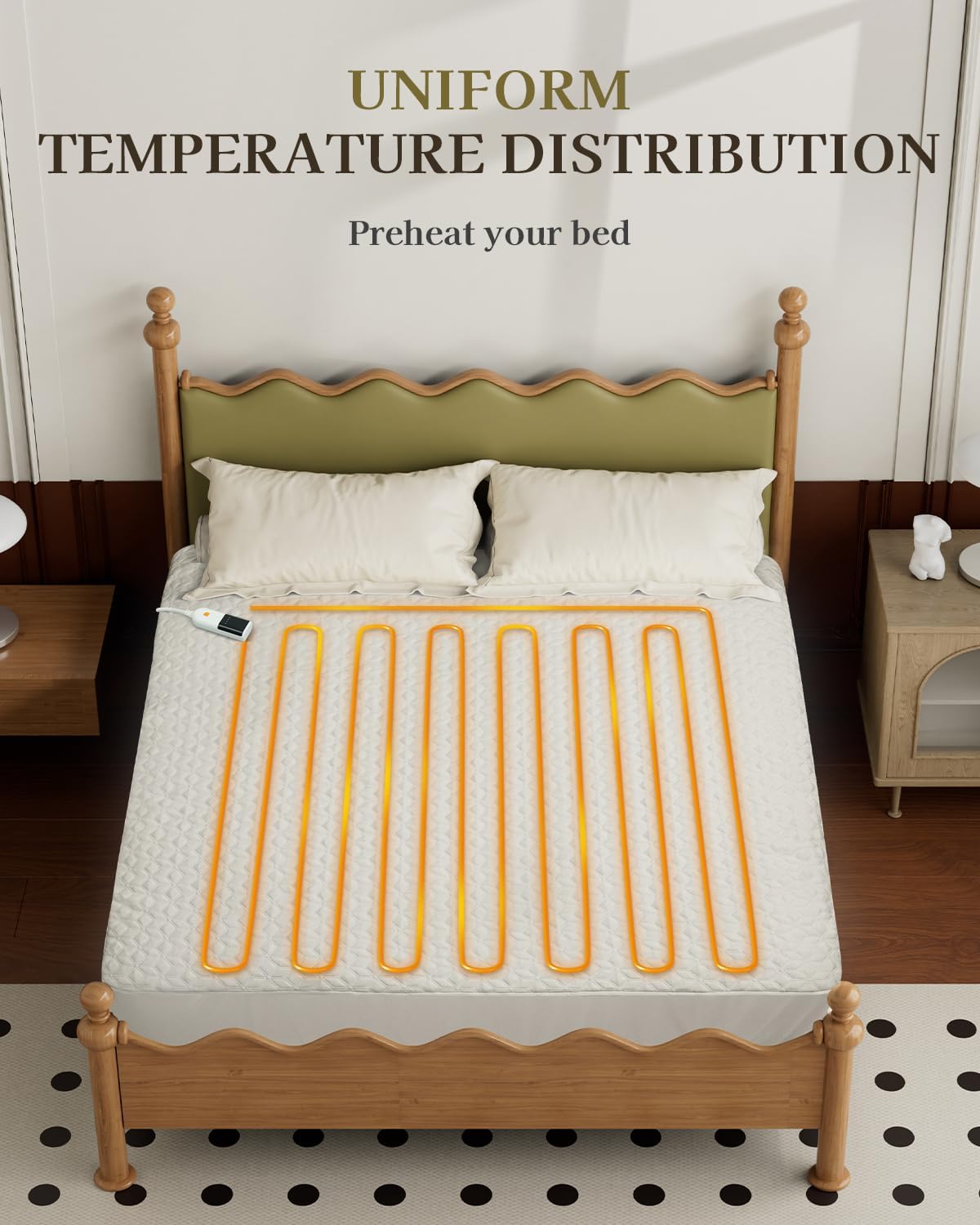 GOTCOZY Electric Heated Underblanket Fitted Blanket, Double Size, White NEW