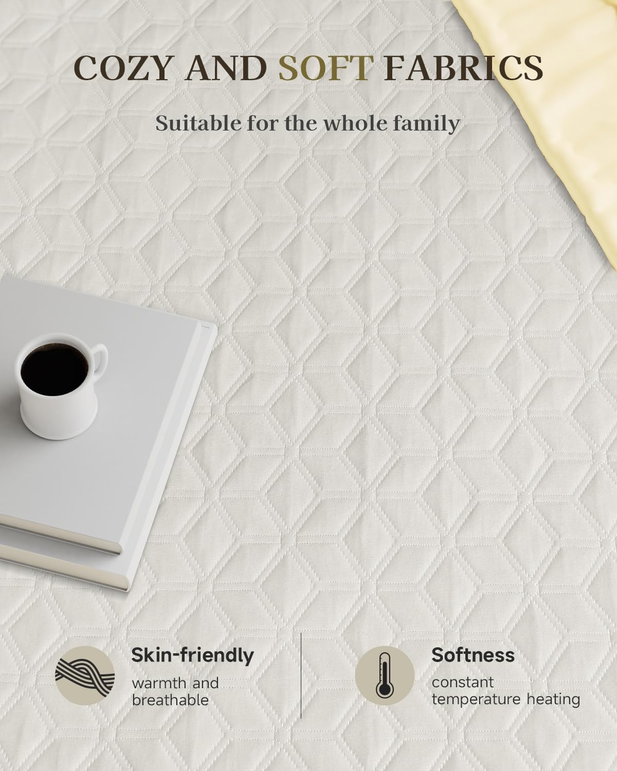 GOTCOZY Electric Heated Underblanket Fitted Blanket, Double Size, White NEW