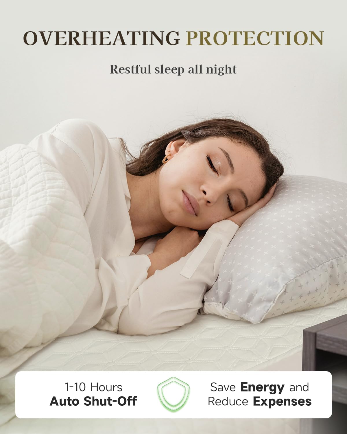 GOTCOZY Electric Heated Underblanket Fitted Blanket, Double Size, White NEW