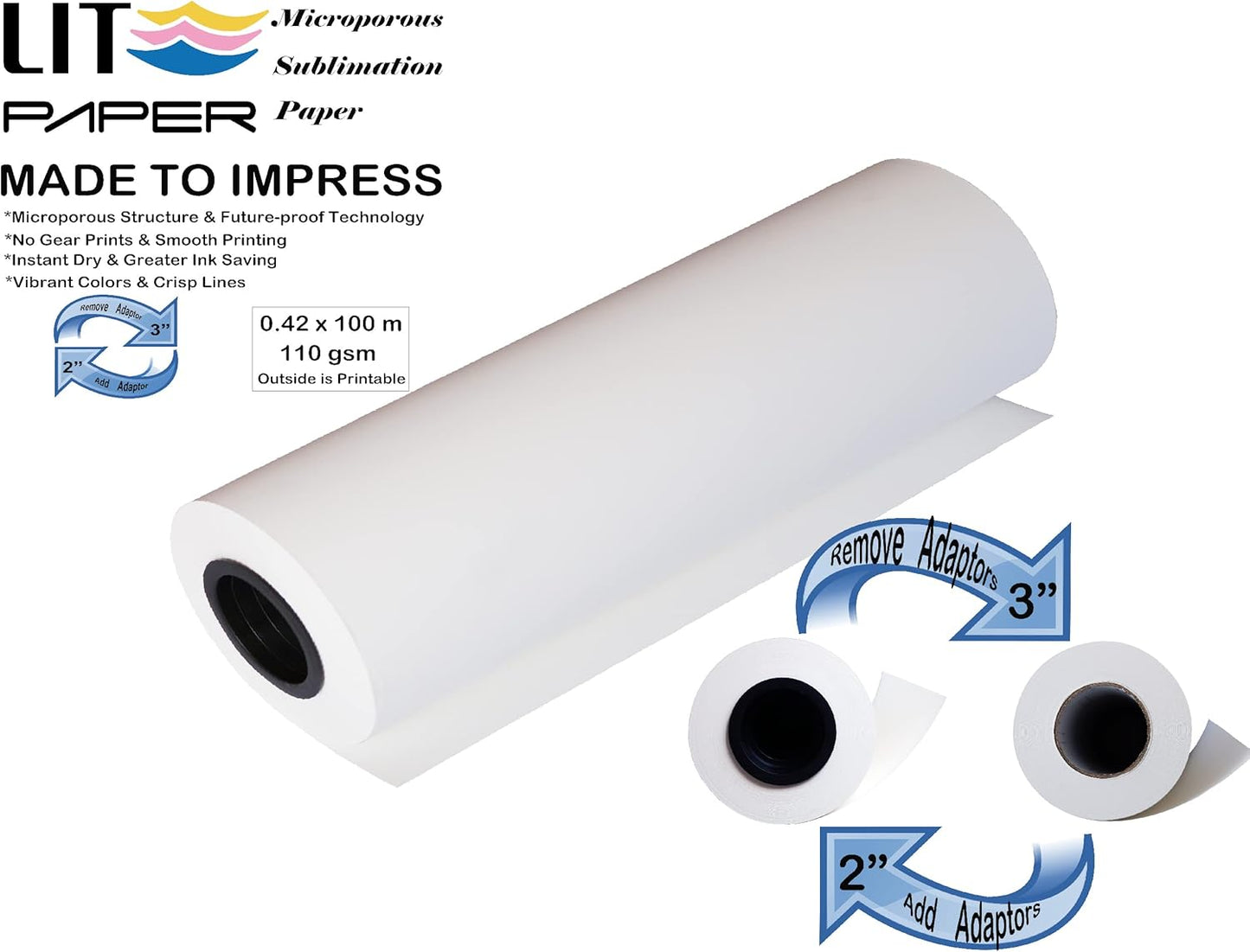 LIT PAPER Sublimation Transfer 0.42x100m 110gsm for Inkjet Printing NEW