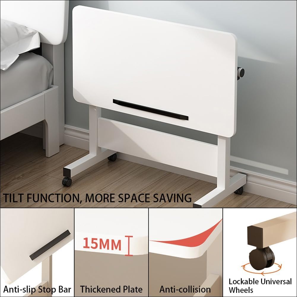 Adjustable White Desks Home Office Study Desk, Compact 40x80x65cm DEMO