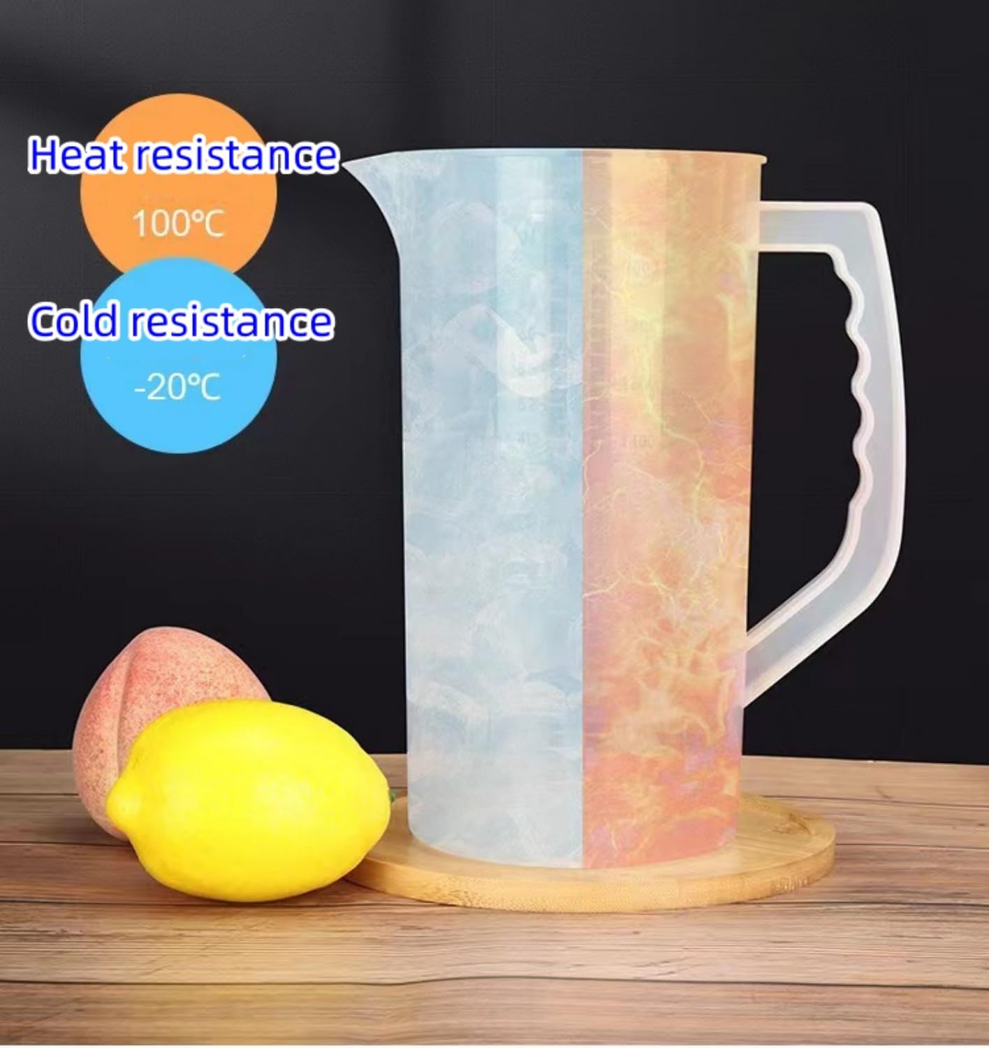 2 Quart Plastic Water Pitcher with Lid Transparent and Grey Angled Jugs NEW