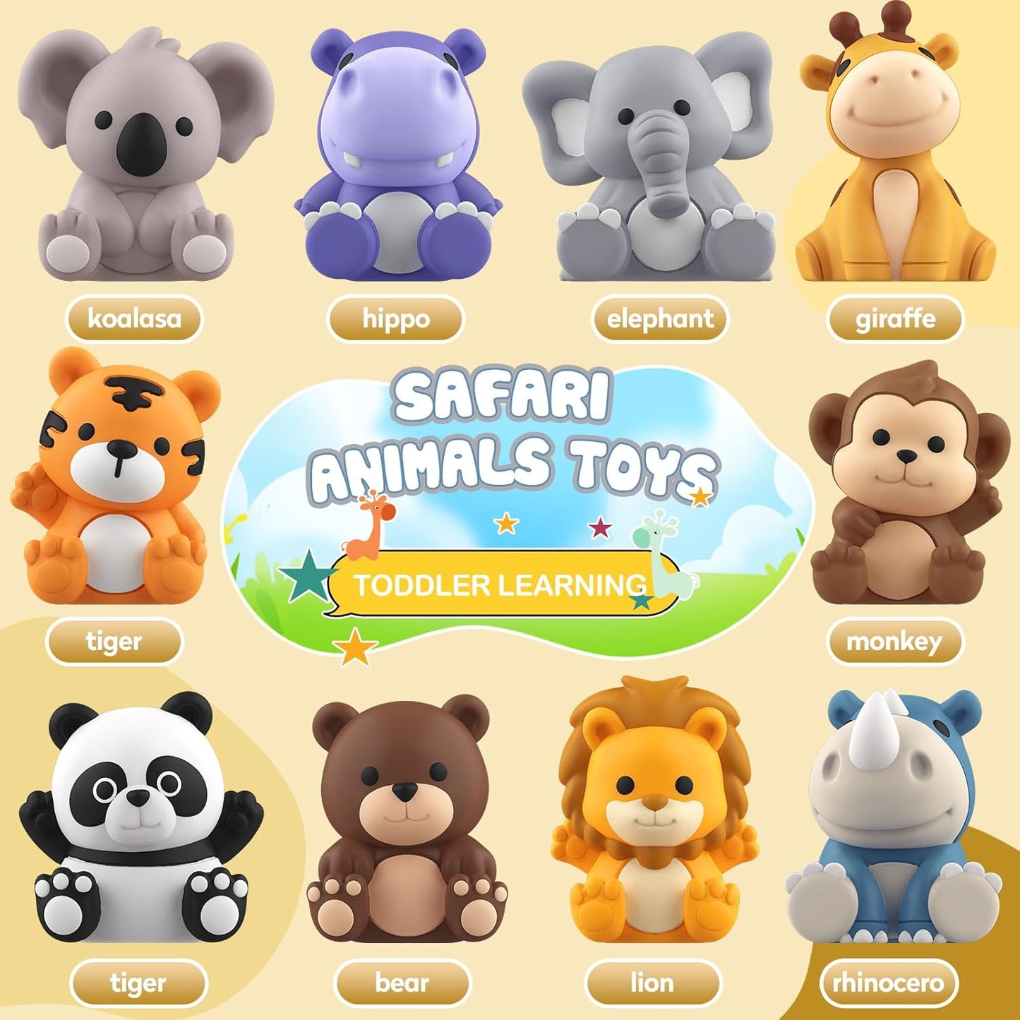 20-Piece Safari Animal Learning Toys Multicoloured Toddler Educational Set NEW