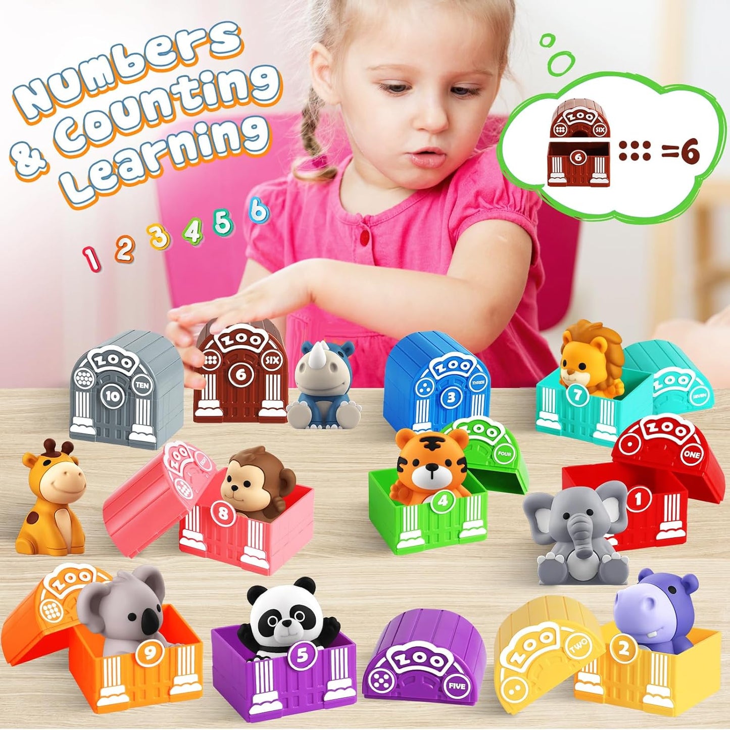 20-Piece Safari Animal Learning Toys Multicoloured Toddler Educational Set NEW