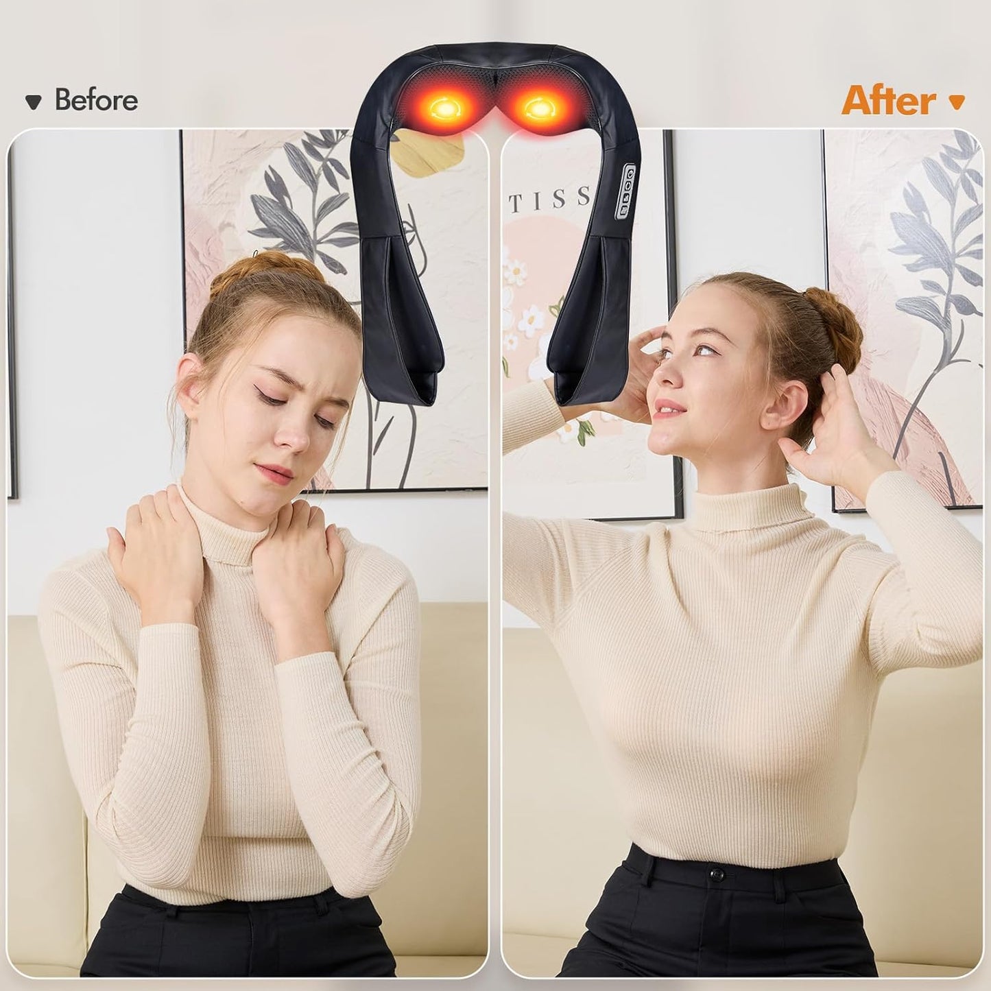 Black Neck Massagers and Back Massager with Deep Tissue Shiatsu Massage Heat NEW