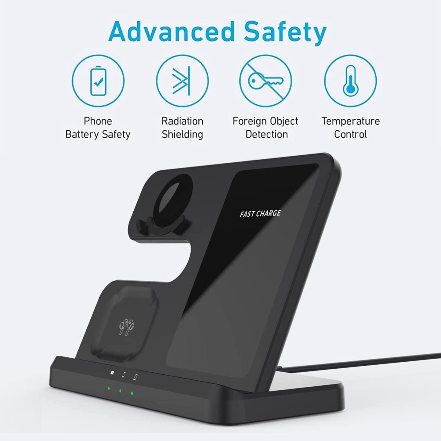 3-in-1 Wireless Charging Station for Samsung Galaxy Phones in Black NEW