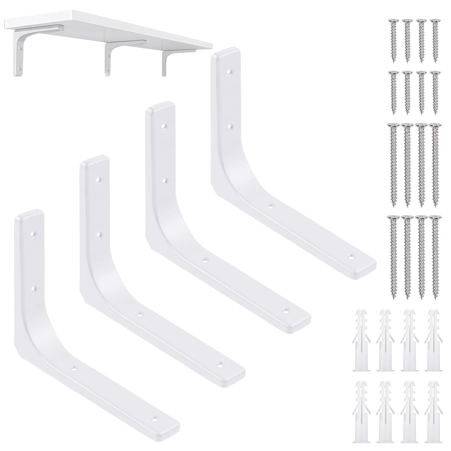 Mardatt 8" White Wall Shelf Brackets Heavy Duty Storage Organizer Shelves NEW