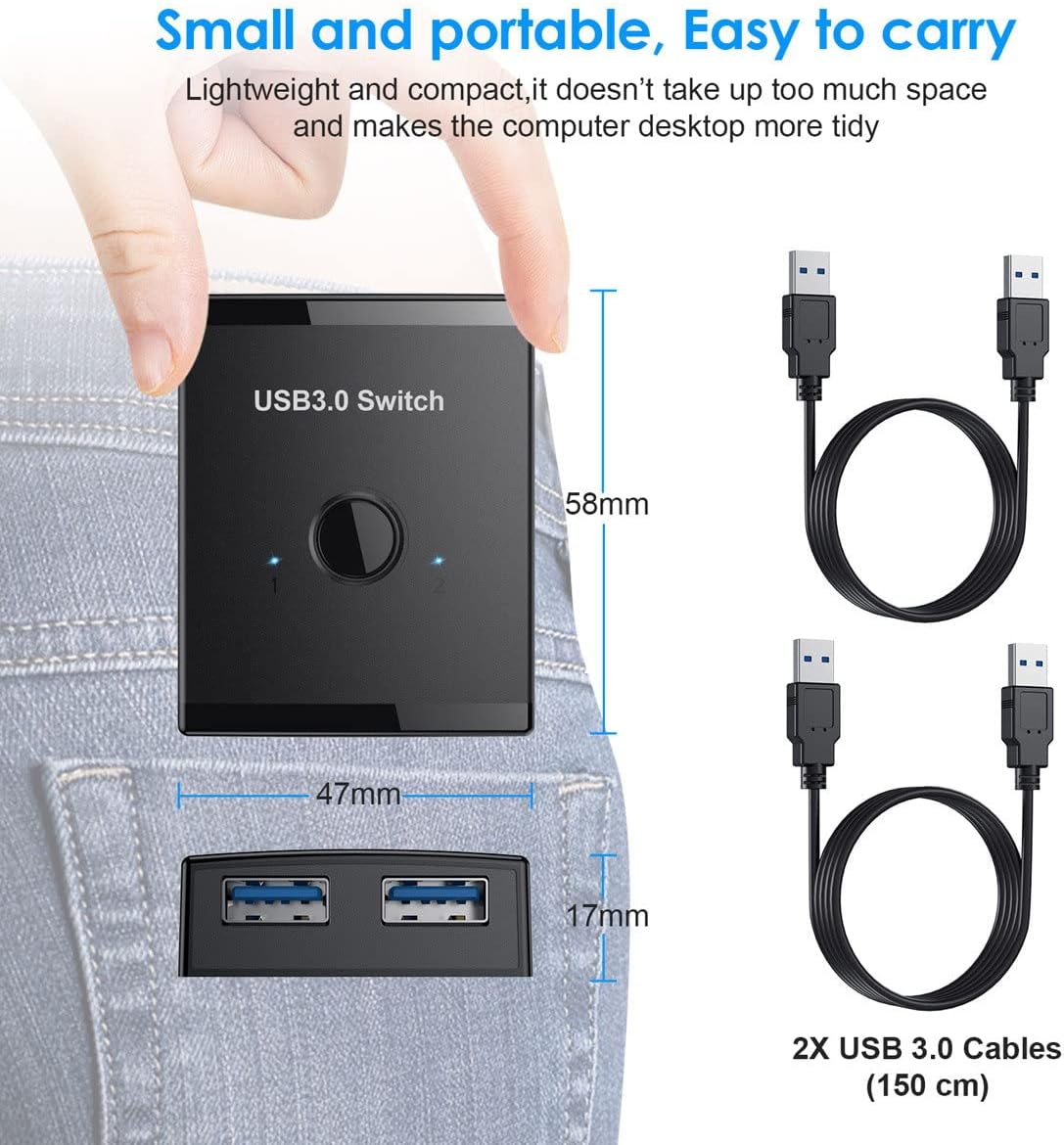 cablecc USB USB Hubs 3.0 Bidirectional KVM Switch Selector for Sharing 2 NEW