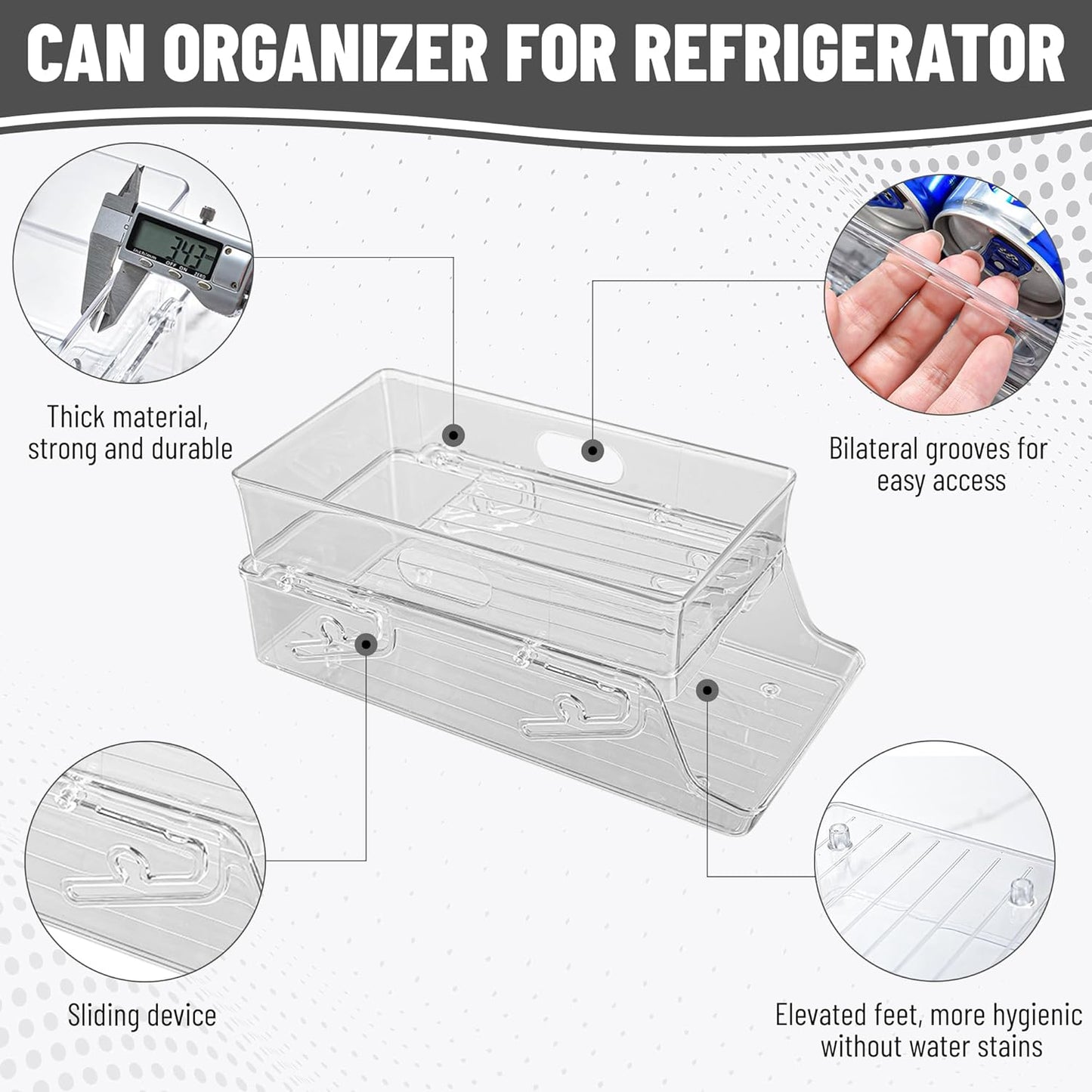2-Tier Fridge Organizer Clear Plastic Kitchen Storage Accessories Size NEW