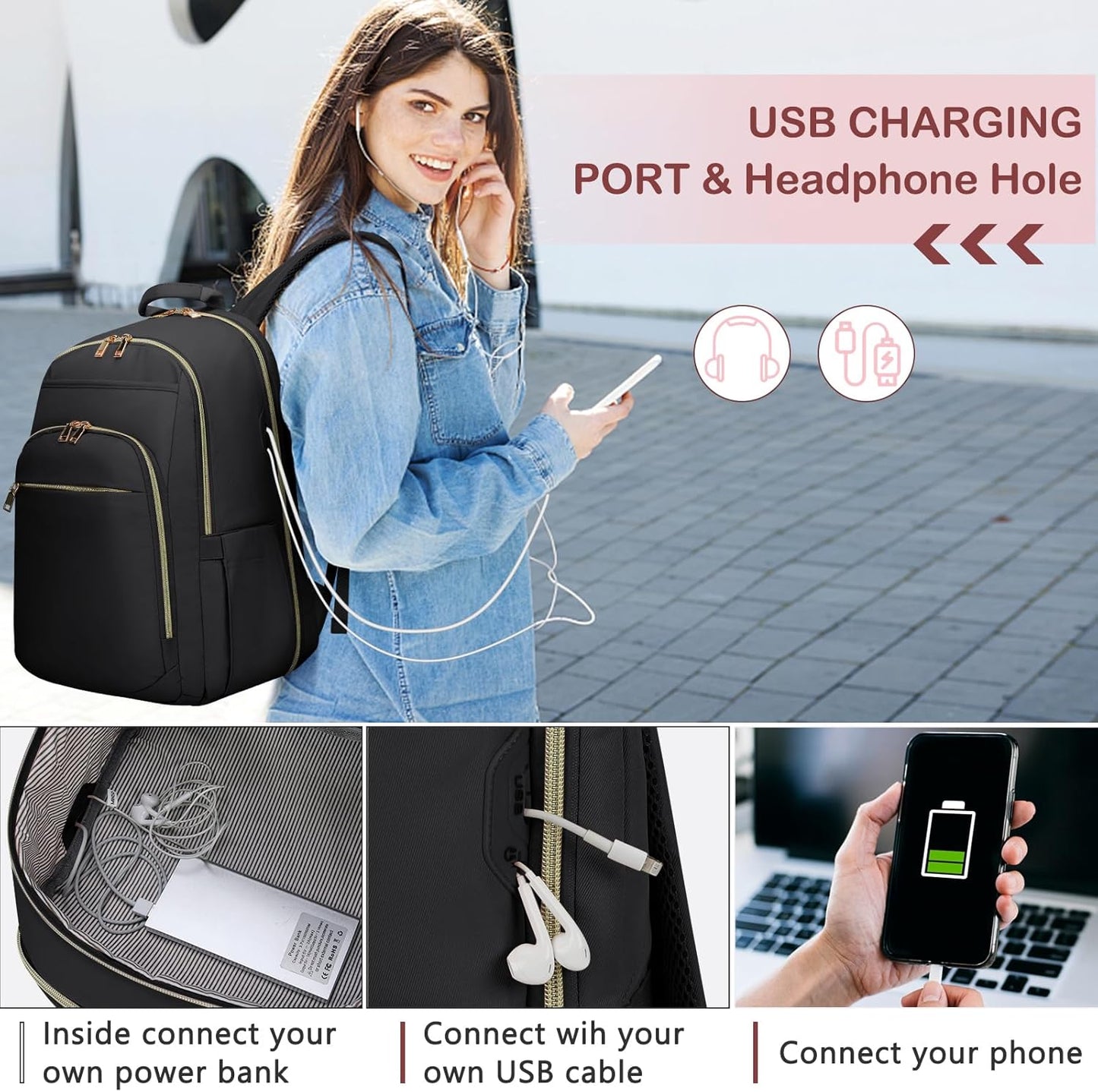 SDYSM Laptop Backpacks Backpack 15.6 Inch Travel with USB Port Lightweight NEW