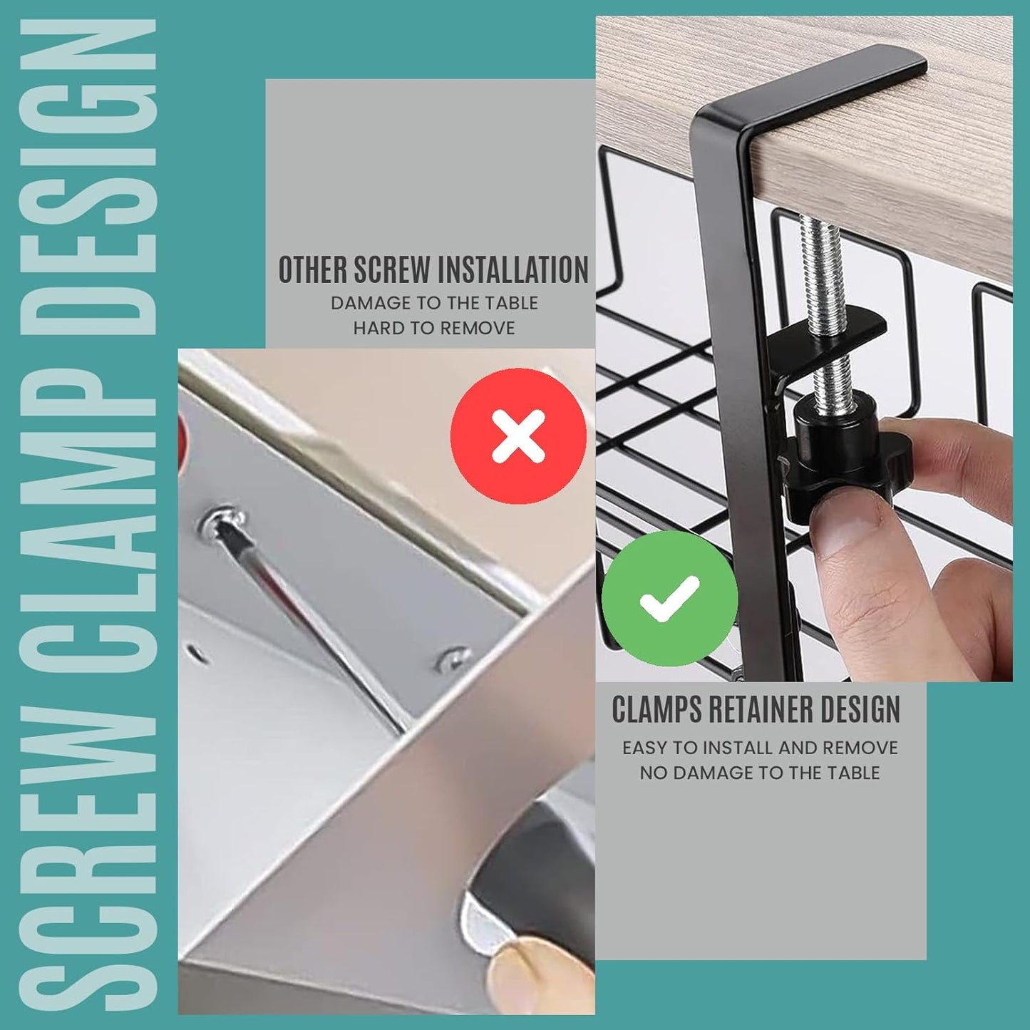 Sturdy Metal Cable Organizer Tray Desk Cord Management Black Size 40x12cm DEMO