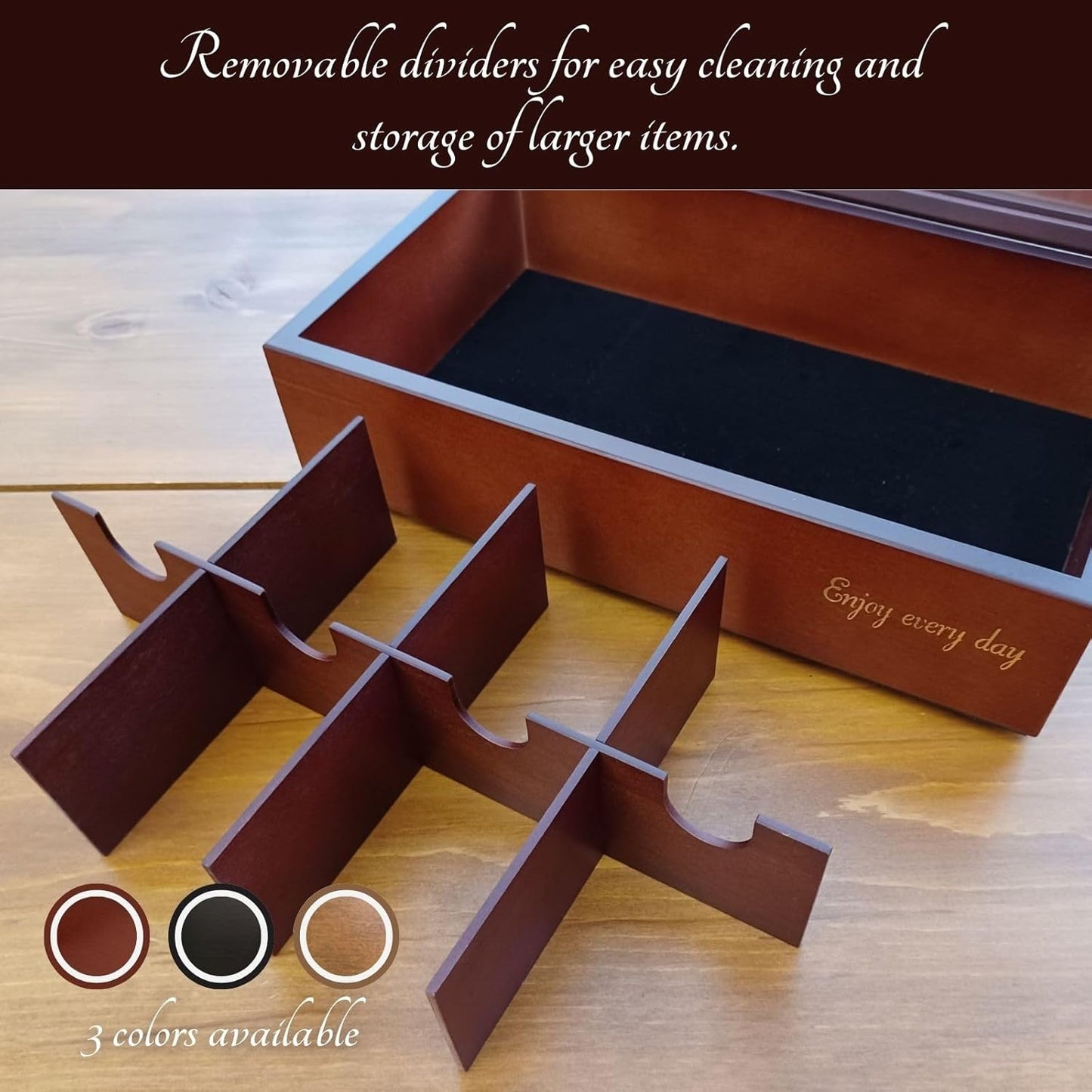 BJOYFUL&LOVED BJL Wooden Tea Box Organizer 8 Compartments Food Storage NEW