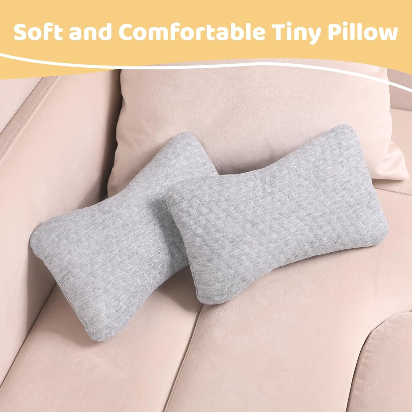 vocheer Small Travel Pillows 11"x 7" Mini Lightweight Compact Light Grey NEW