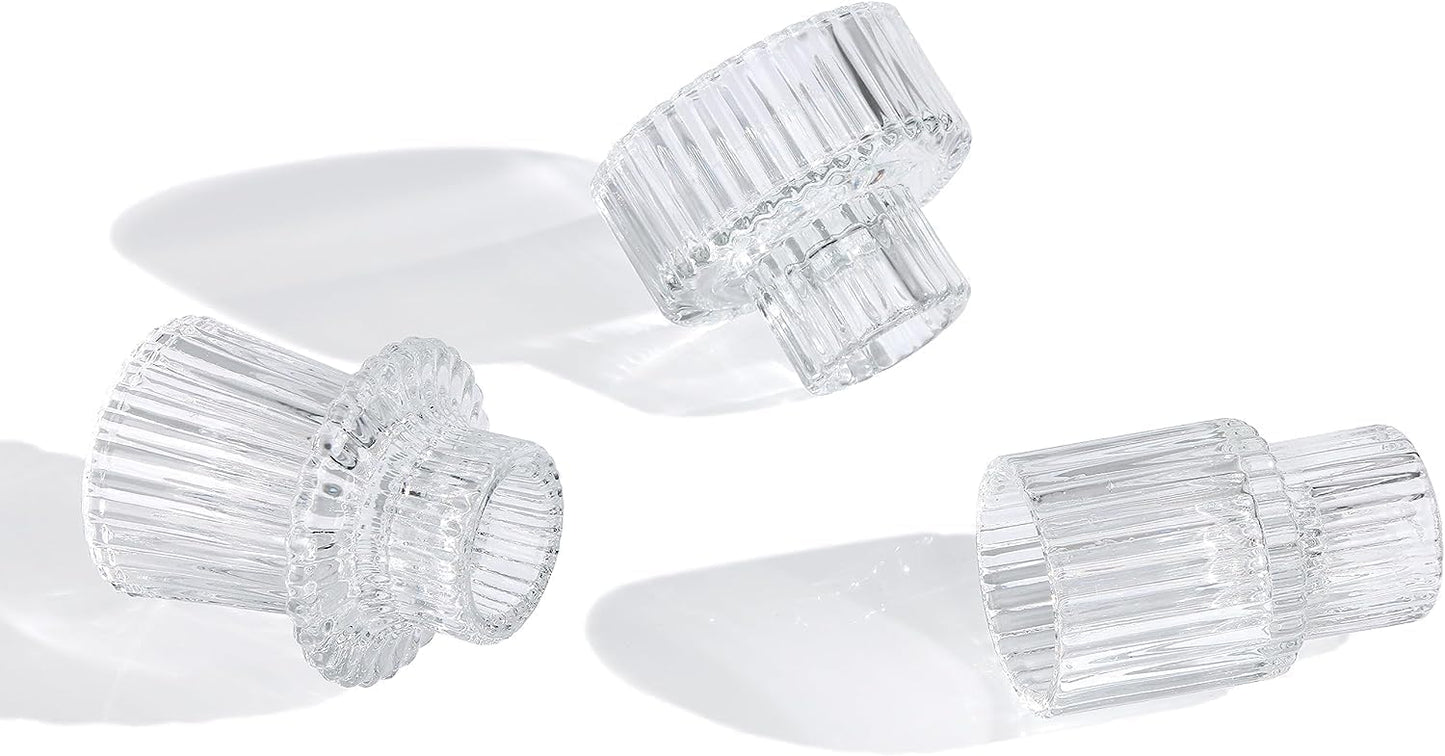 Glass Pillar Candle Holder Clear Candlestick for Home, Wedding, Party Size NEW
