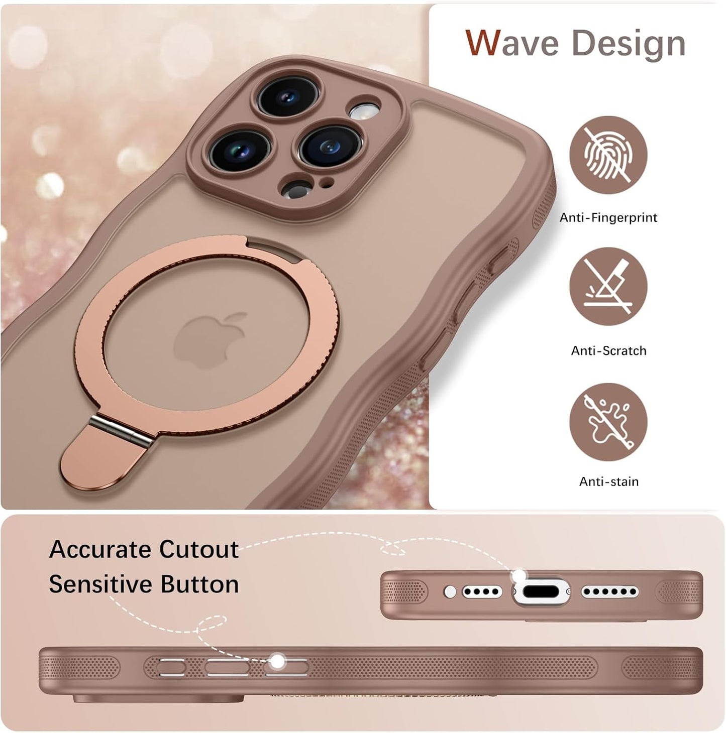 Magnetic Phone Case for iPhone 16 Pro Max in Brown - Protective Cover Size NEW