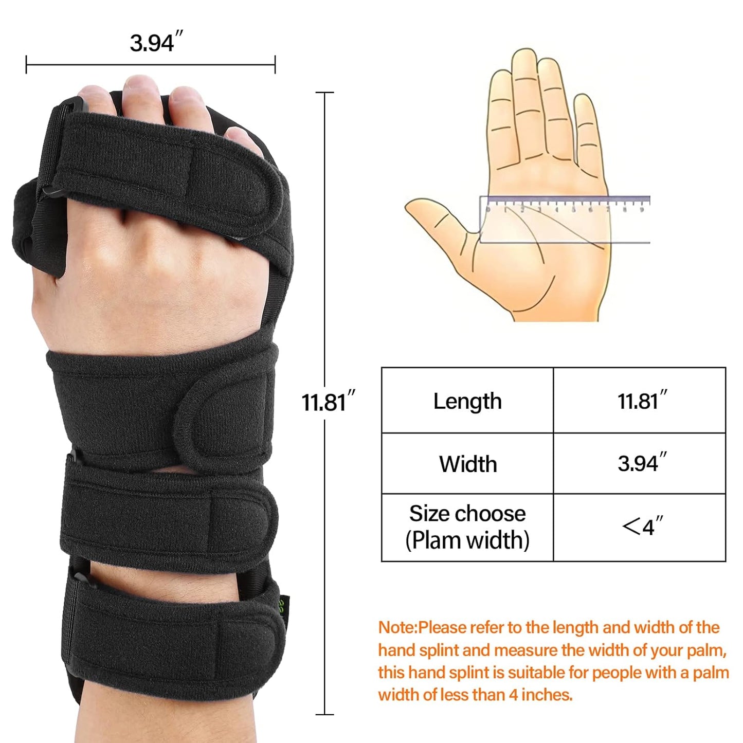 HOOMTREE Left Hand Resting Splint with Finger Separator Black Size One Size NEW
