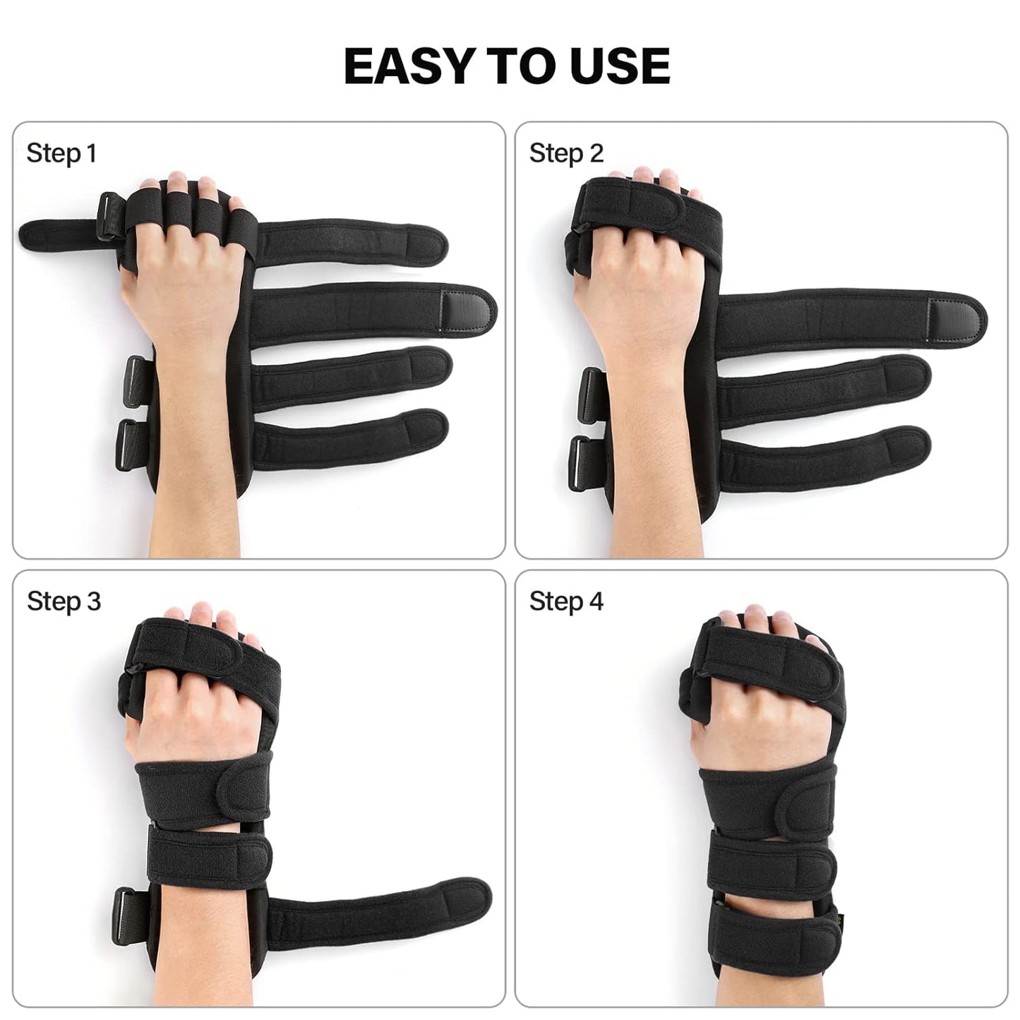 HOOMTREE Left Hand Resting Splint with Finger Separator Black Size One Size NEW