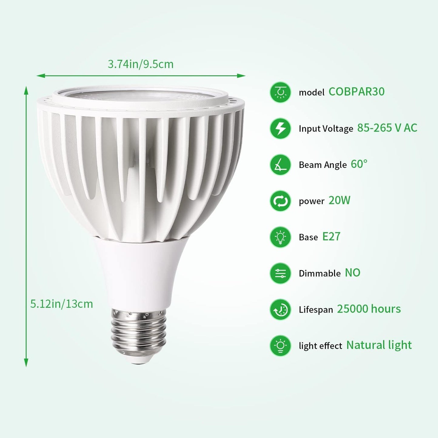3000K LED Growing Lamps Full Spectrum Grow Light for Indoor Plants, E27 DEMO