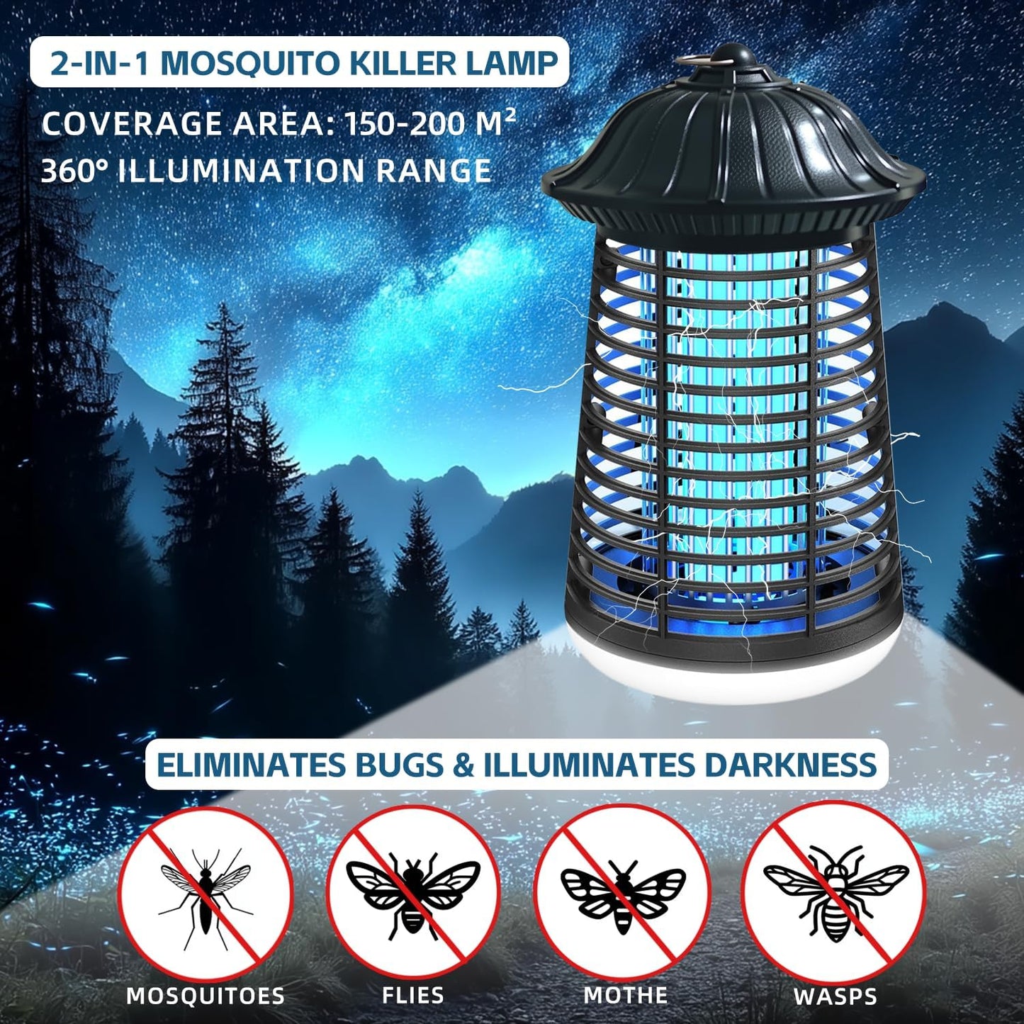 avitong Electric Traps Bug Zapper with LED Light 15W Mosquito Insect Killer NEW