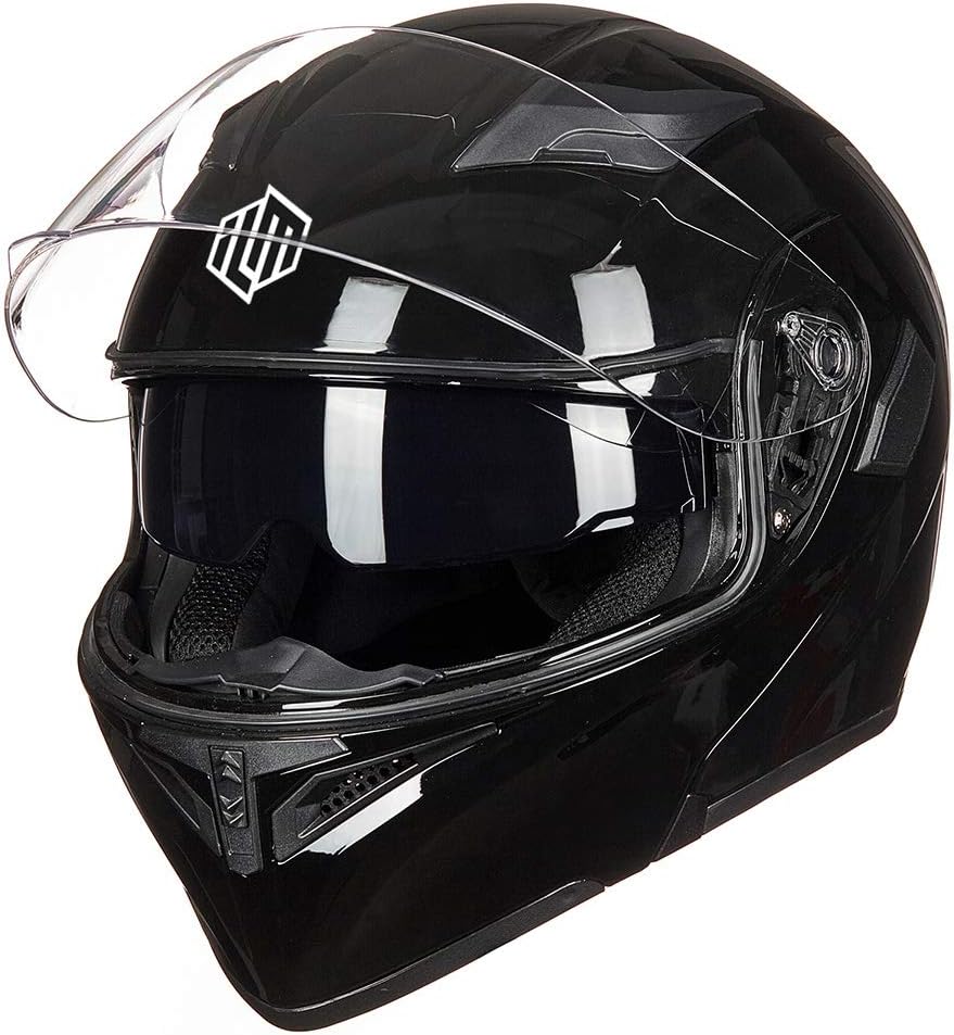 ILM Motorcycle Full Face Flip-Up Modular Helmet, Gloss Black, XL Size NEW