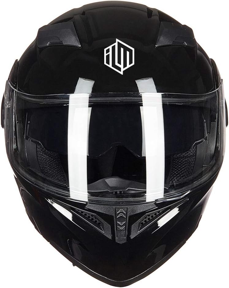 ILM Motorcycle Full Face Flip-Up Modular Helmet, Gloss Black, XL Size NEW