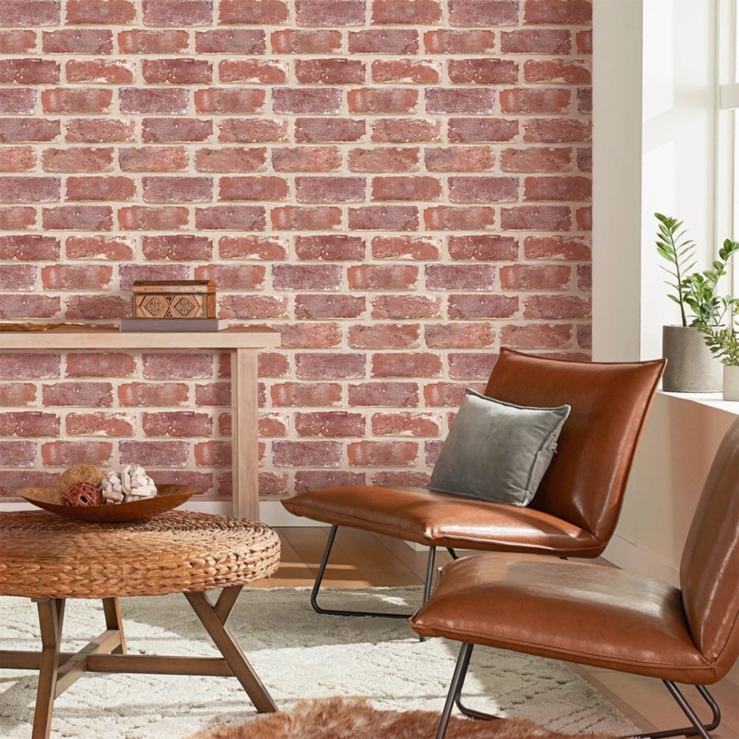 COMSTICKC 3D Red Brick Peel and Stick Wall Tiles, 12" x 10 Pieces, NEW