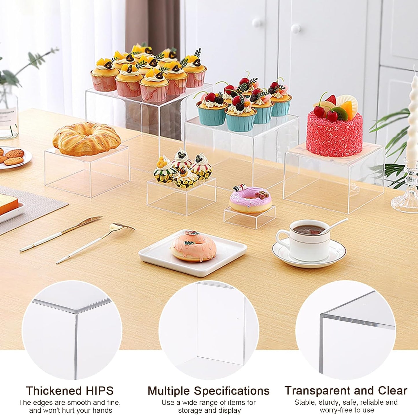 Acrylic Cake Stands Buffet Risers for Dessert Table Food Display Clear NEW