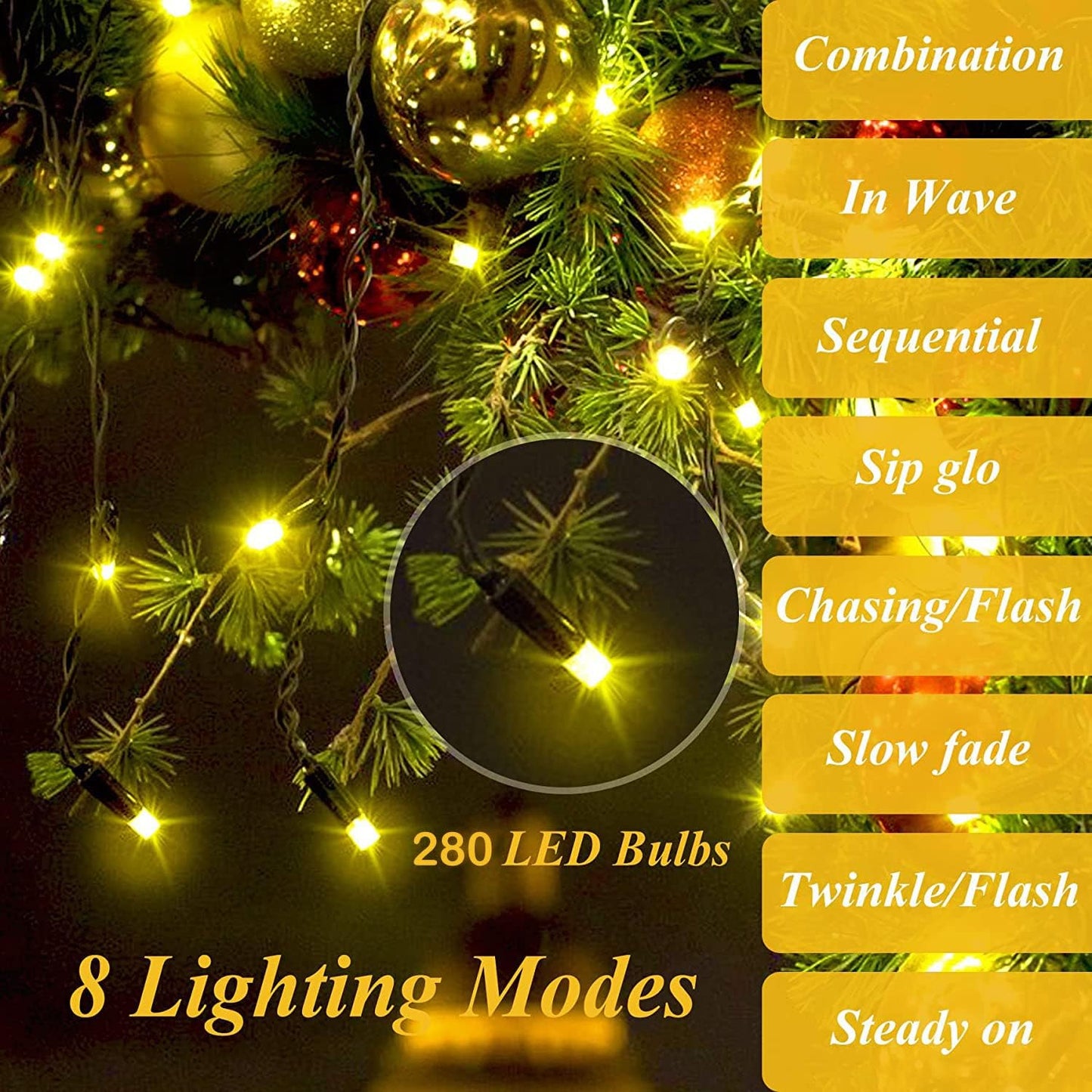 Warm White 280 LED Christmas String Lights - 2m Decorative Home Decor Size NEW