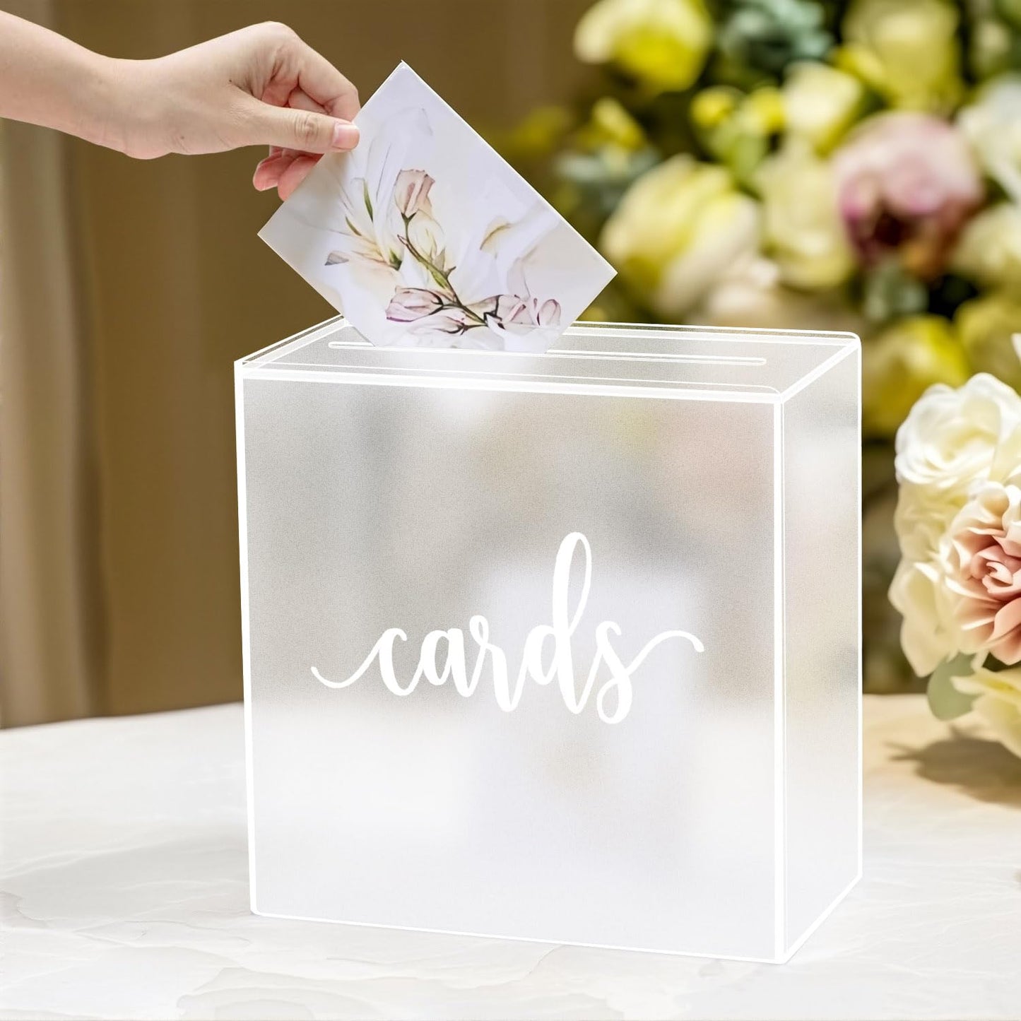 Frosted Clear Acrylic Card Box for Wedding Gifts & Celebrations 24x24x13cm DEMO