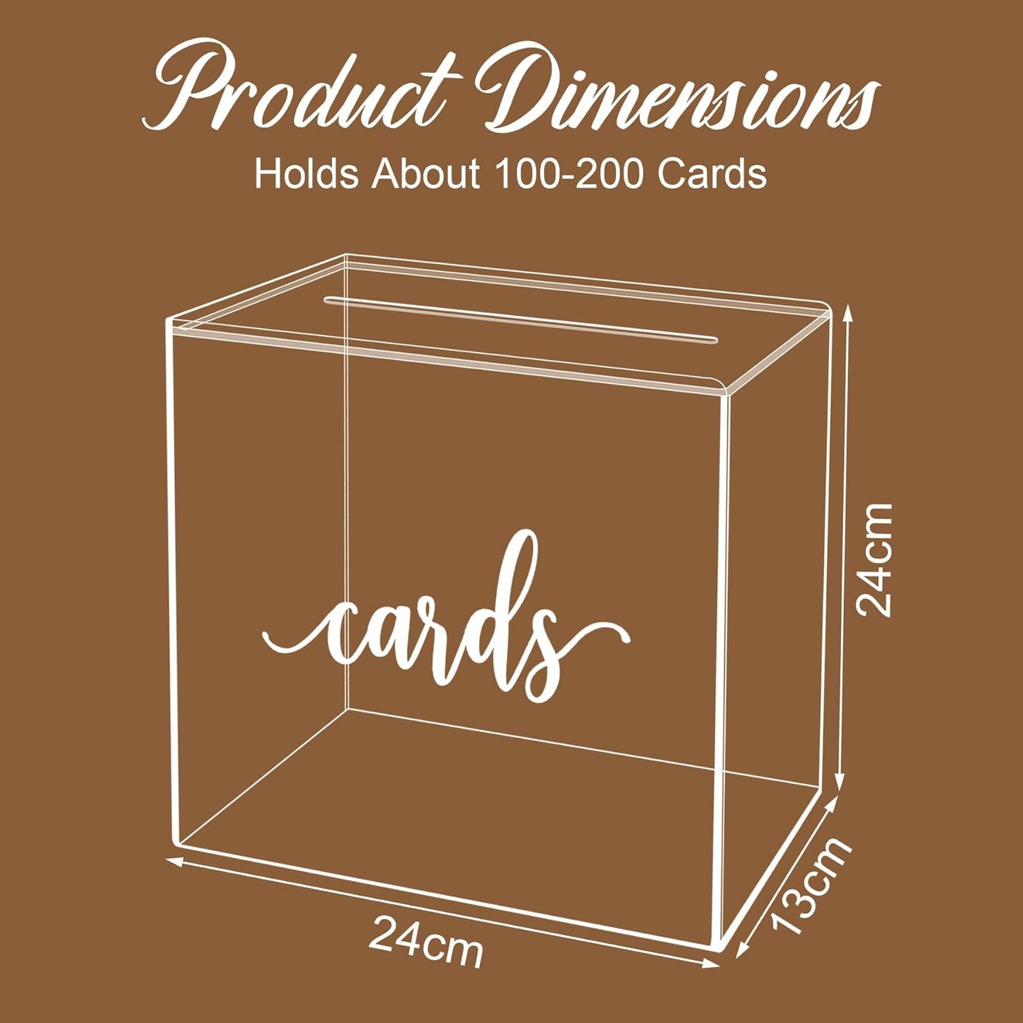 Frosted Clear Acrylic Card Box for Wedding Gifts & Celebrations 24x24x13cm DEMO