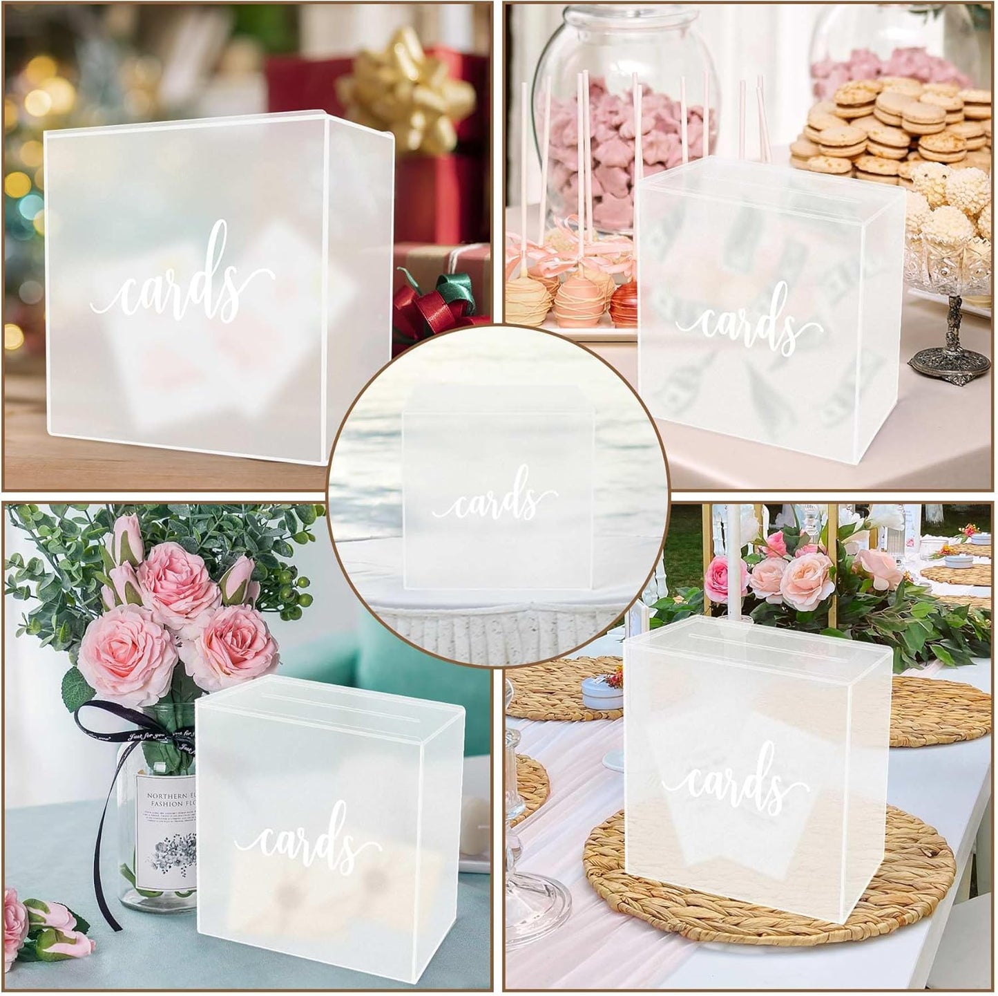 Frosted Clear Acrylic Card Box for Wedding Gifts & Celebrations 24x24x13cm DEMO