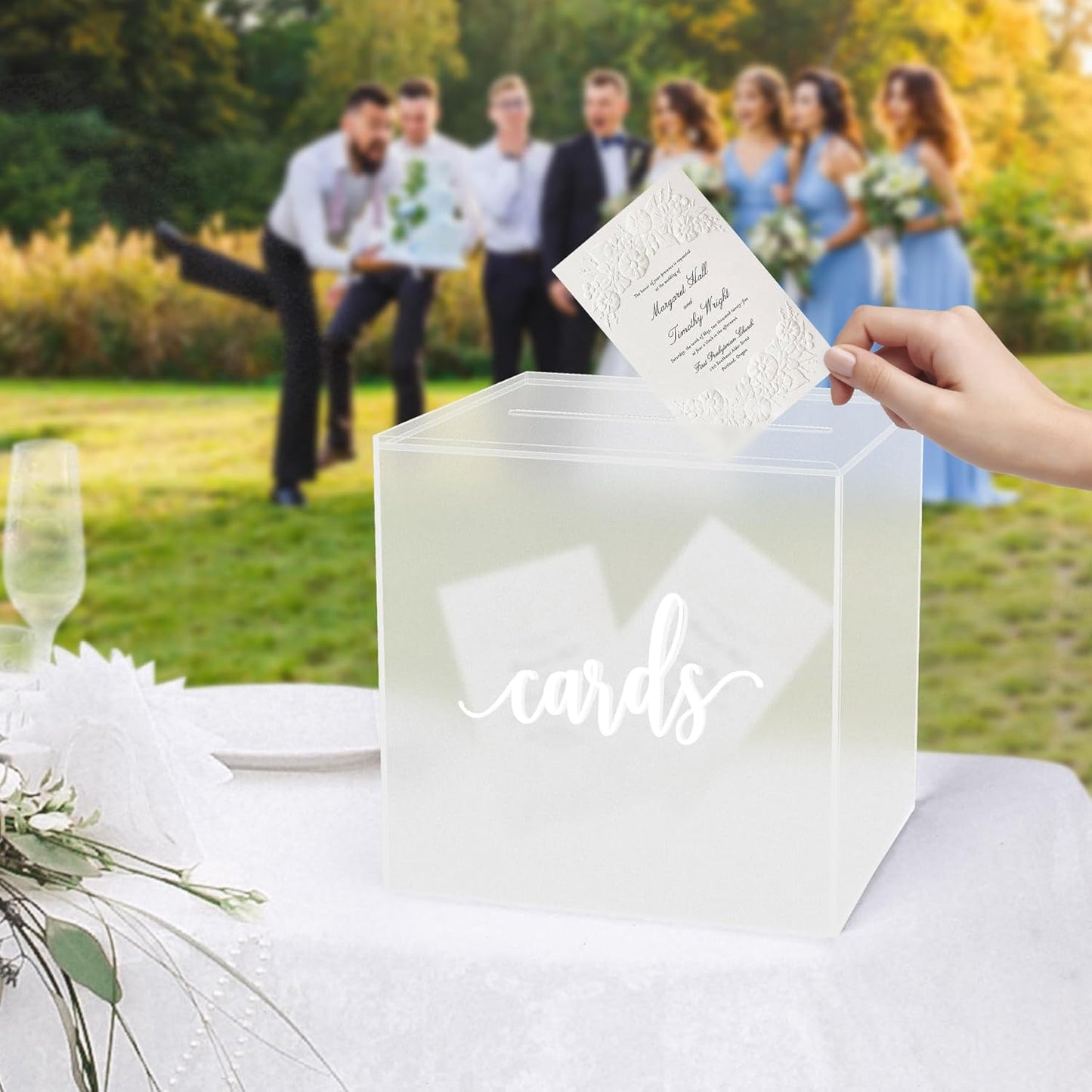 Frosted Clear Acrylic Card Box for Wedding Gifts & Celebrations 24x24x13cm DEMO
