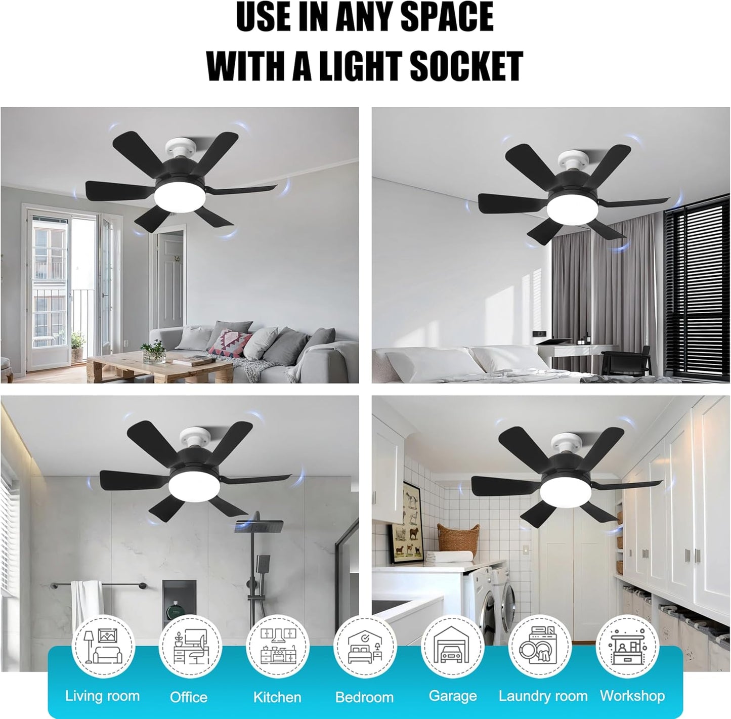 Sleek 6-Blade Fan Lights 18-Inch Ceiling Fan with Dimmable LED Light and DEMO