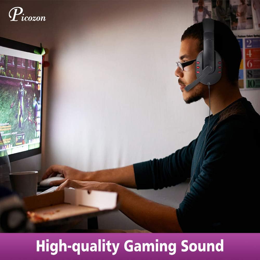 Picozon Black Headsets USB Gaming Headset with Mic for PS4 PlayStation Vita DEMO