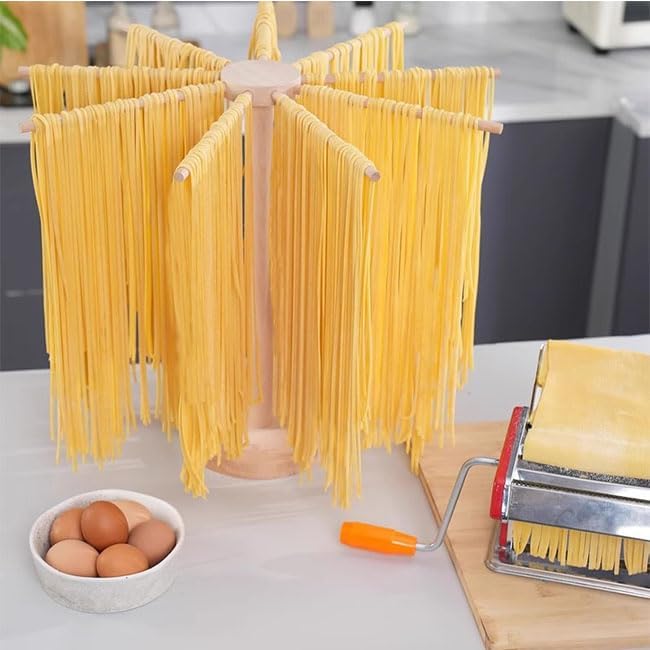 Handmade Beechwood Pasta Drying Rack Kitchen Hanger, Natural 15.7" Maker NEW