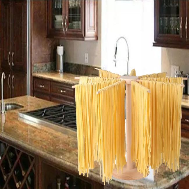 Handmade Beechwood Pasta Drying Rack Kitchen Hanger, Natural 15.7" Maker NEW