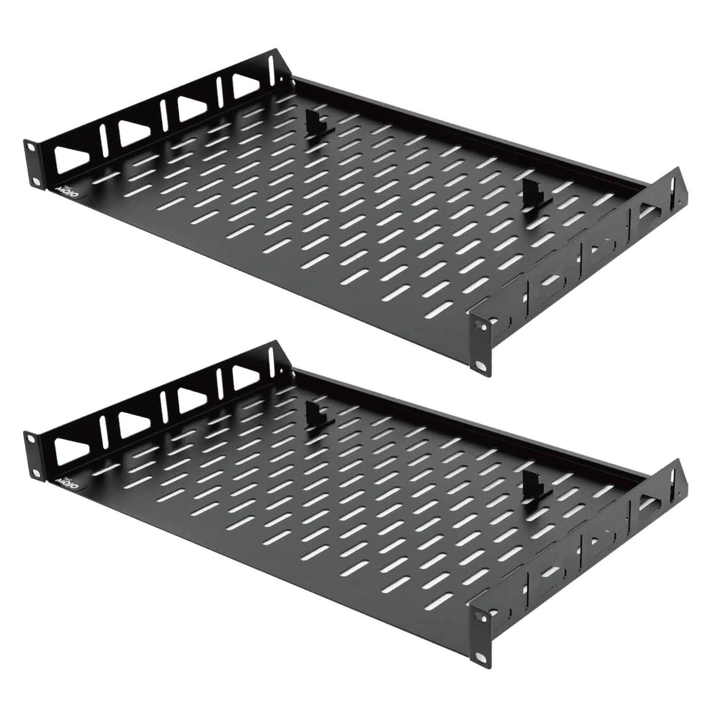 Tecmojo 304.8mm Deep Rack Mount Shelf Anti-Slip Stops Black 2-Pack Size NEW