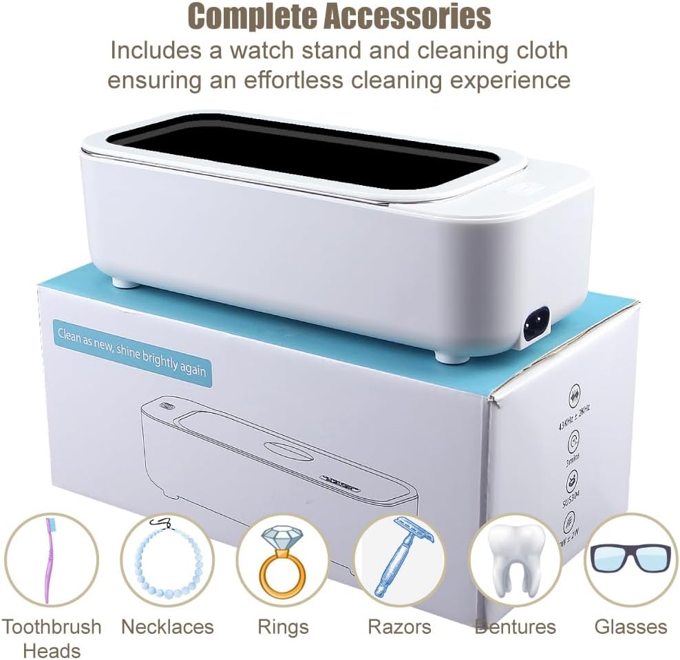 Ultrasonic Jewelry Cleaner for Glasses Rings Coins Makeup Cleaning 500ml NEW