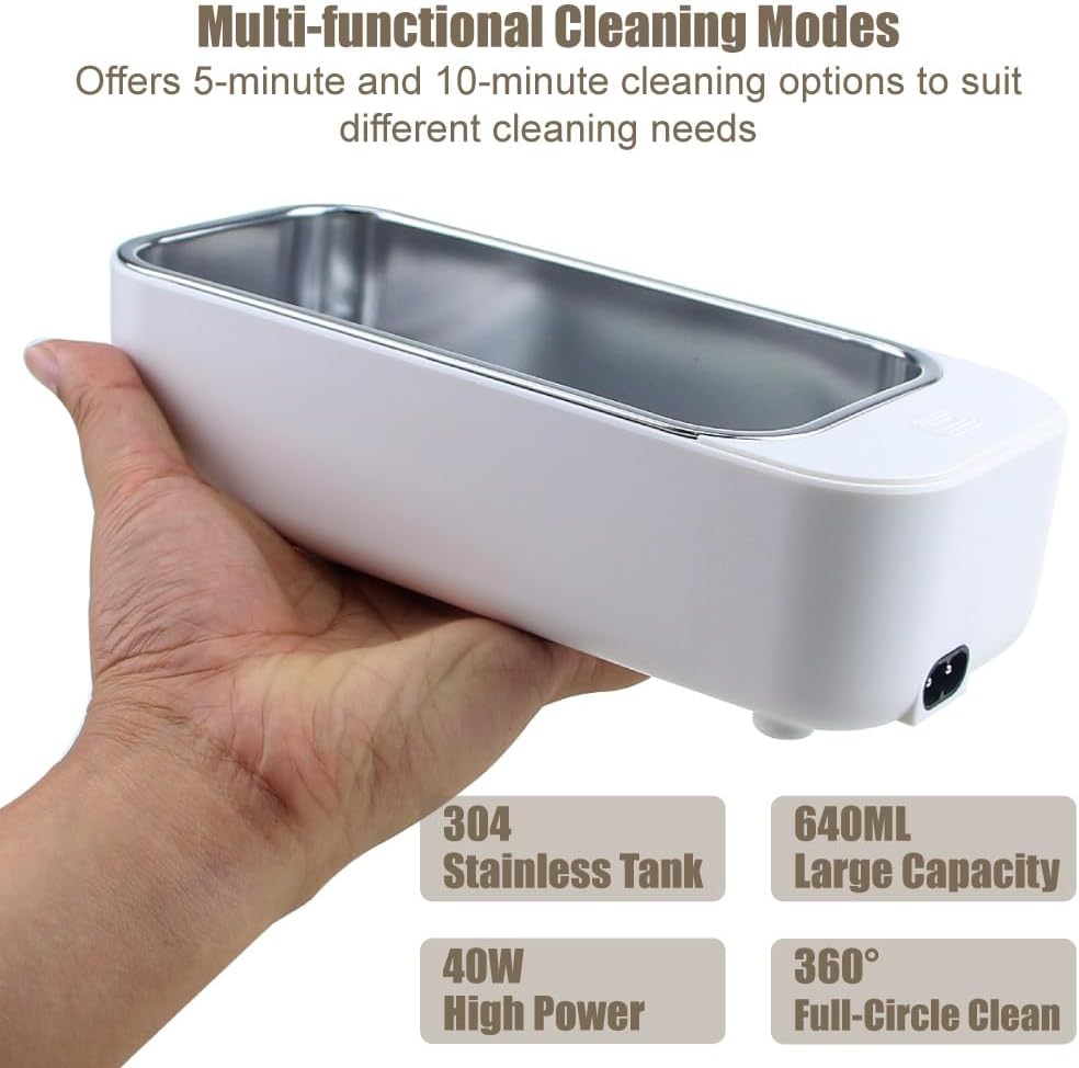 Ultrasonic Jewelry Cleaner for Glasses Rings Coins Makeup Cleaning 500ml NEW
