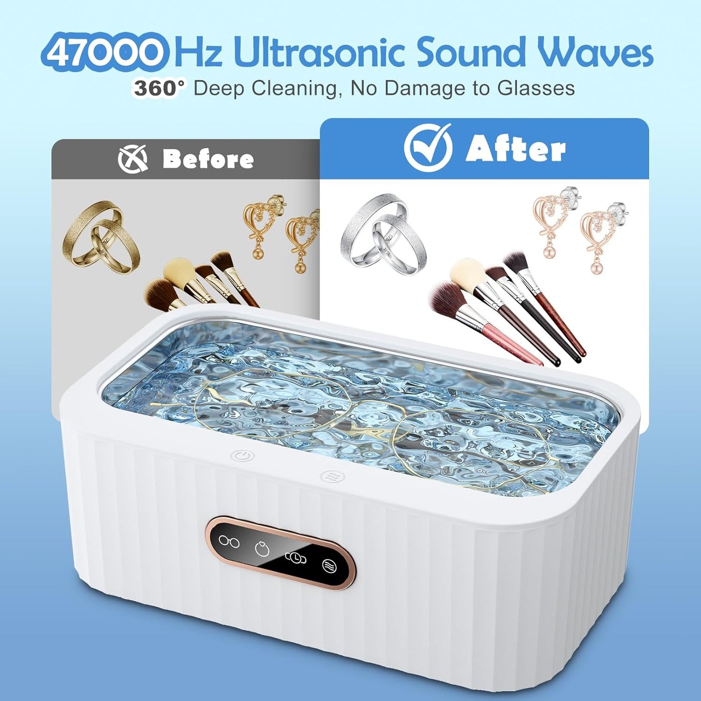 Ultrasonic Jewelry Cleaning Machine, Professional 400ml White Cleaner Size NEW