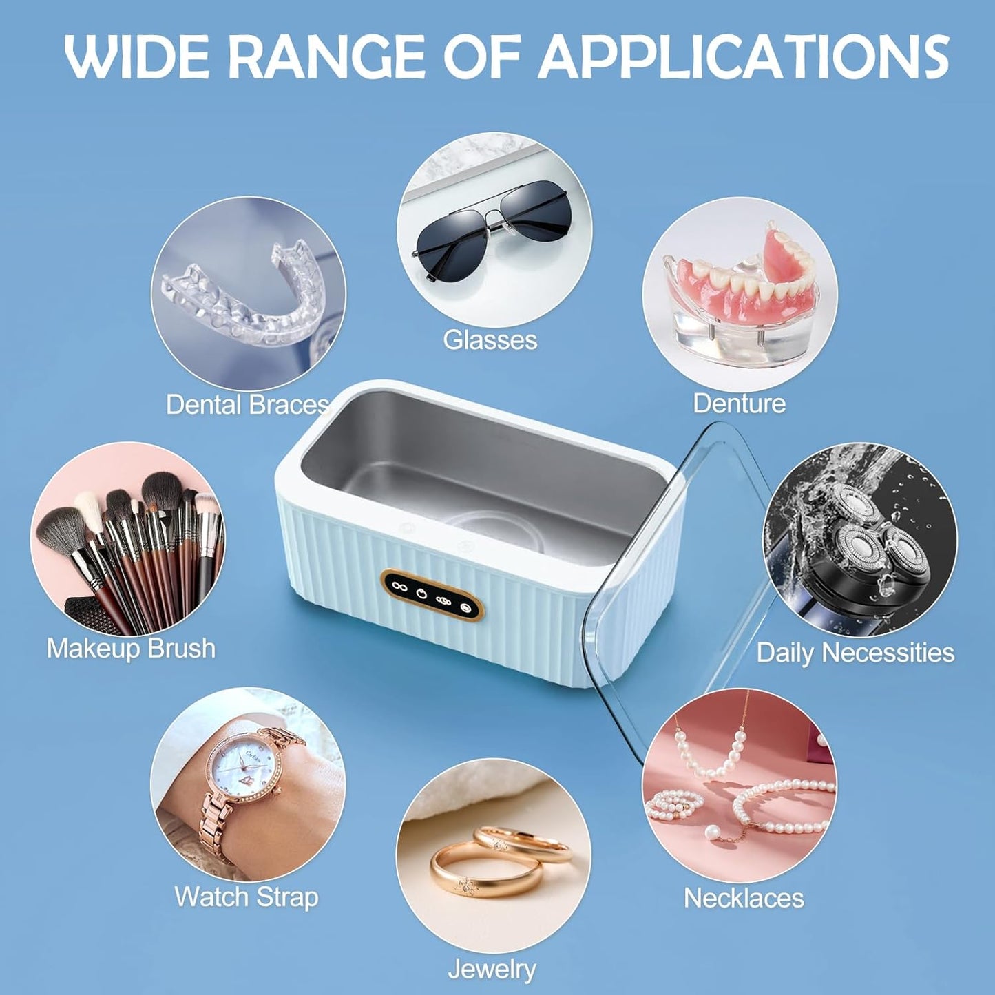 Ultrasonic Jewelry Cleaning Machine, Professional 400ml White Cleaner Size NEW