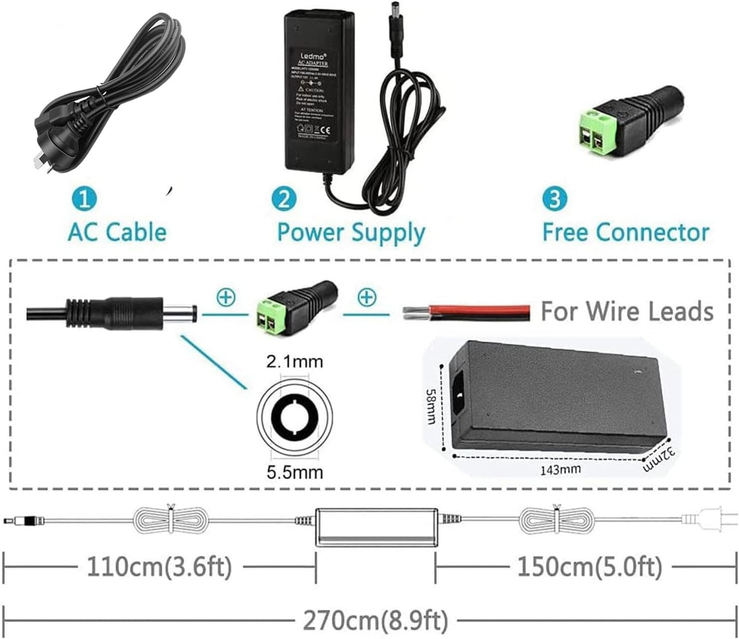 AORSI 144W AC Adapters 24V 6A AC Adapter Power Supply Converter Transformer NEW