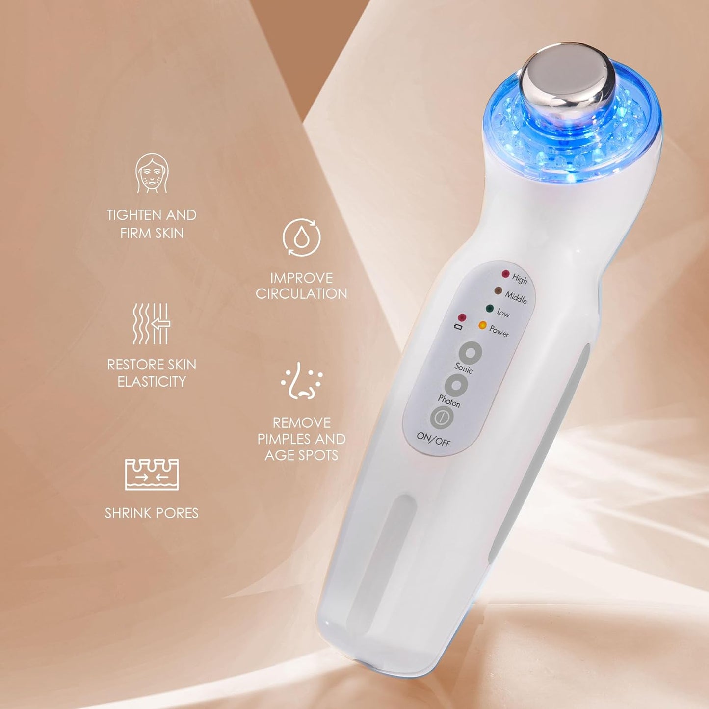 Project E Beauty Photon Wrinkle & Anti-Aging LED Light Therapy Device White NEW
